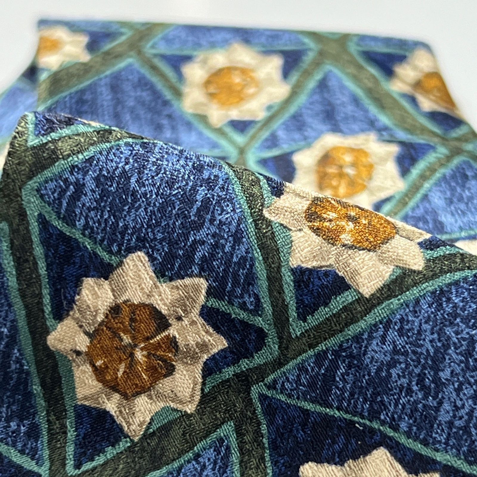 Ermenegildo Zegna Ermenegildo Zegna Men 100% Silk Blue Geometric Woven Necktie Size ONE SIZE - 5 Thumbnail