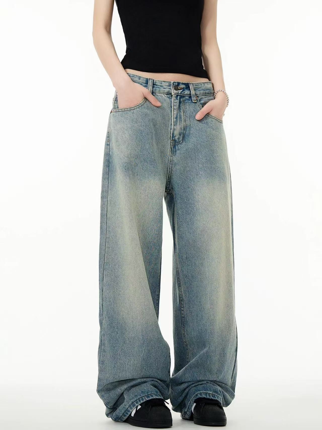 Japanese Brand × Jean Vintage men's loose baggy wide-leg cleanfit jeans Size US 32 / EU 48 - 4 Thumbnail