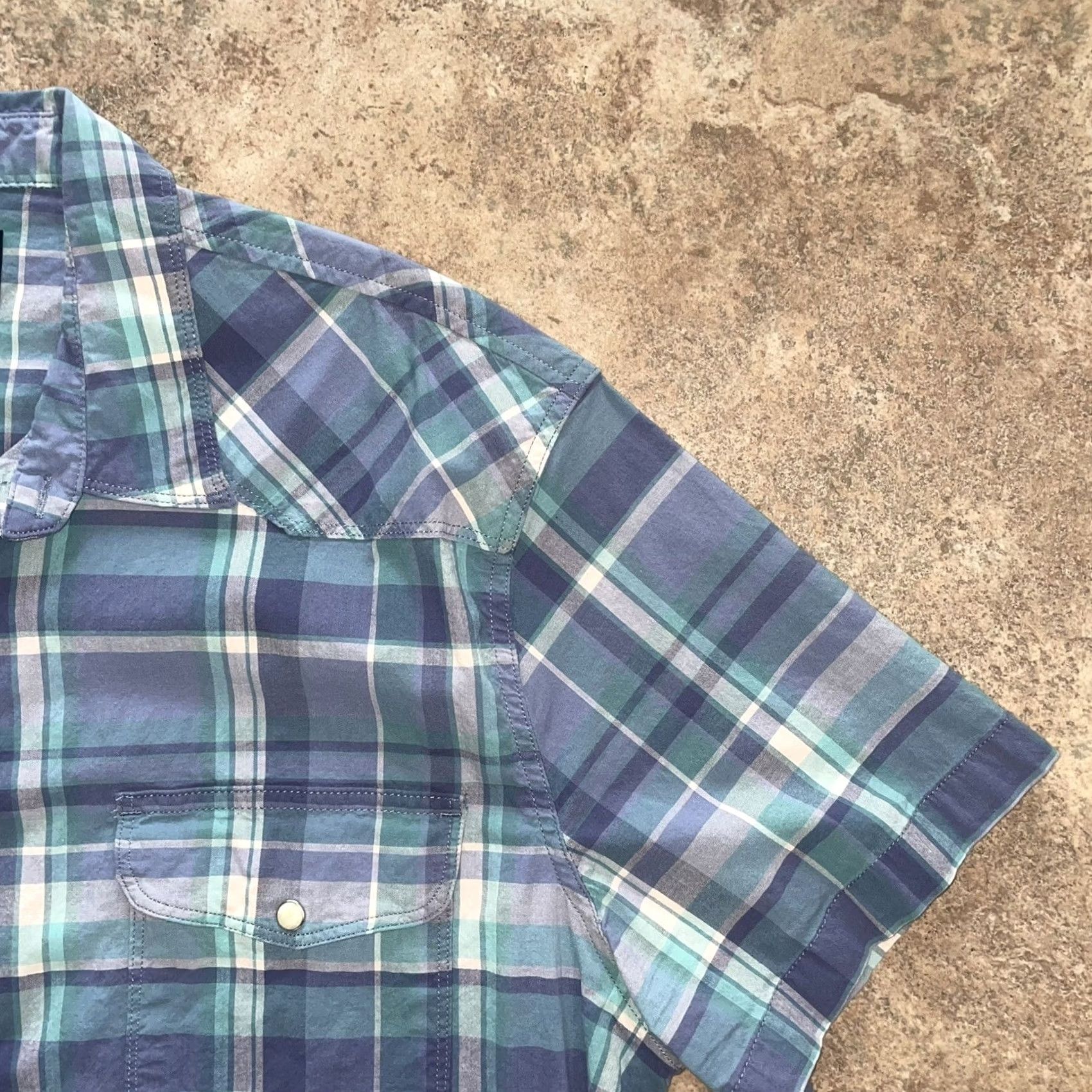 Lucky Brand Lucky Brand Plaid Button Up Shirt Saturday Stretch Short Sleeve Snap Men’s Size XL Size US 36 / EU 52 - 2 Thumbnail