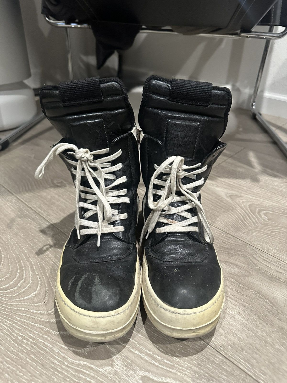 Rick Owens Geobasket Leather Hightop Sneakers 42 | Grailed