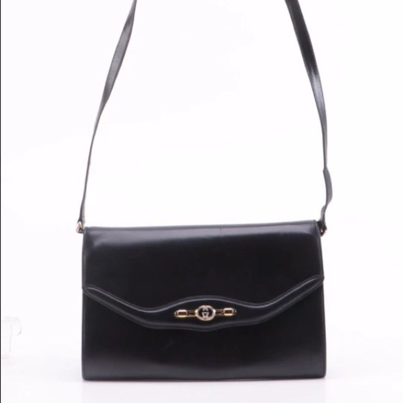 Gucci GUCCI Vintage Black Leather Clutch Convertible Crossbody Size ONE SIZE - 2 Thumbnail