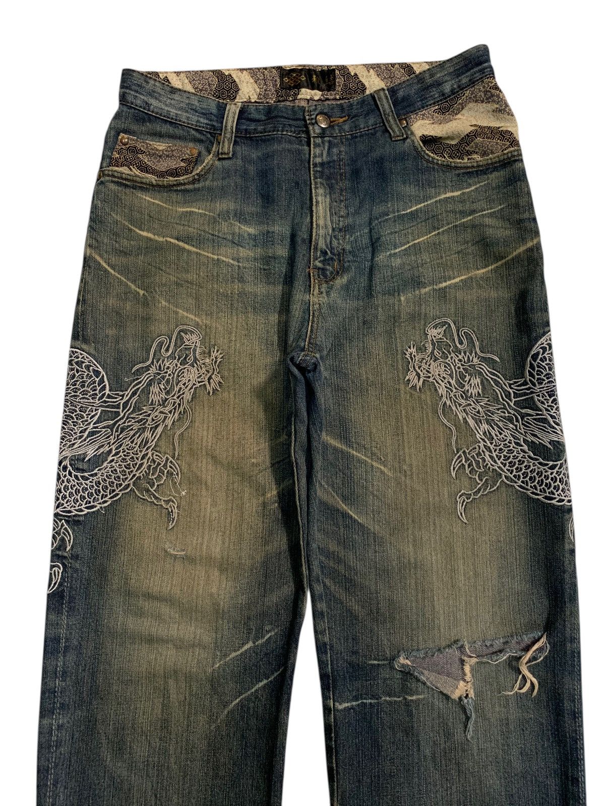 Kapital DRAGON EMBROIDERY INSPIRED BY KARAKURI DISTRESSED DENIM Size US 32 / EU 48 - 6 Thumbnail
