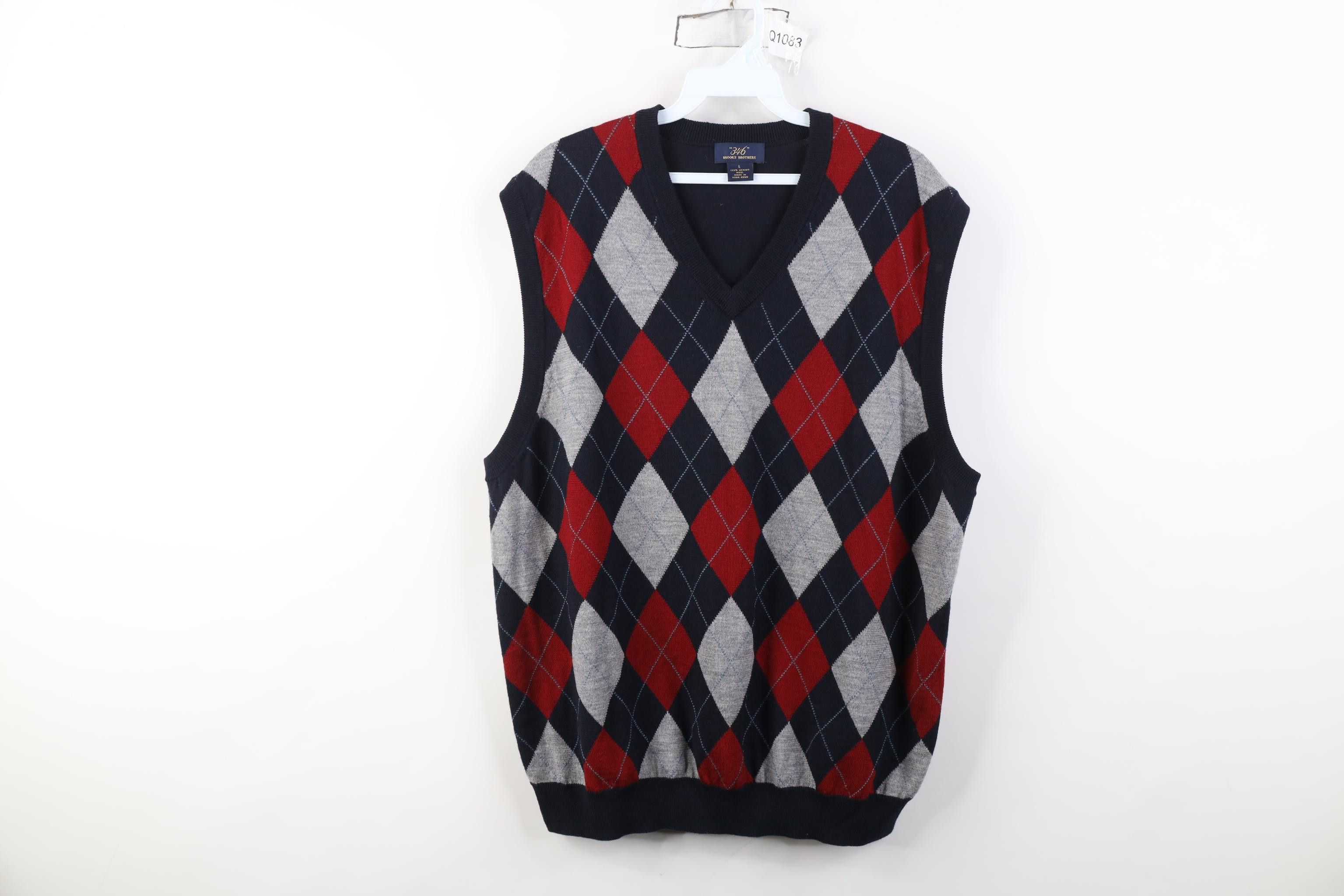 Brooks Brothers Vintage Brooks Brothers Merino Wool Diamond Sweater Vest Size US L / EU 52-54 / 3 - 1 Thumbnail
