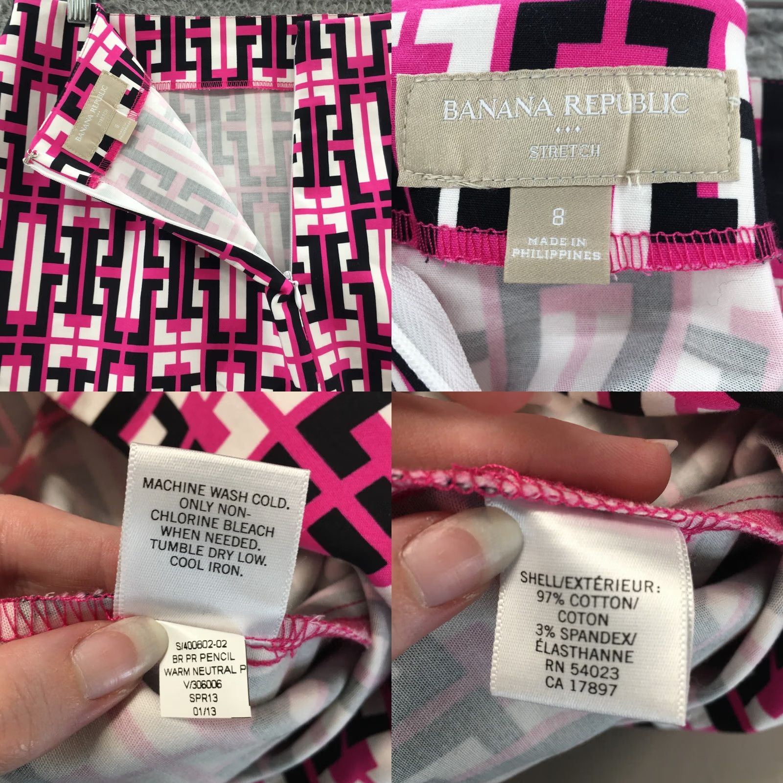 Banana Republic Banana Republic Straight & Pencil Skirt Womens 8 Multicolor Zip Short Skirt 32x21.5 Cotton Blend Buttonless Casual Womens Size 30" / US 8 / IT 44 - 9 Thumbnail