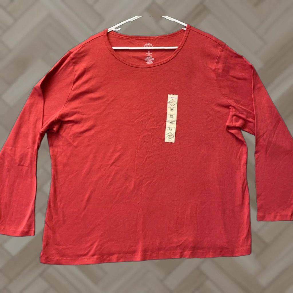 Vintage St. John's Bay Essential Tee Shirt Red Crew Neck Long Sleeve 3X Woman's Plus Size Tee Size XXL / US 16-18 / IT 52-54 - 1 Thumbnail