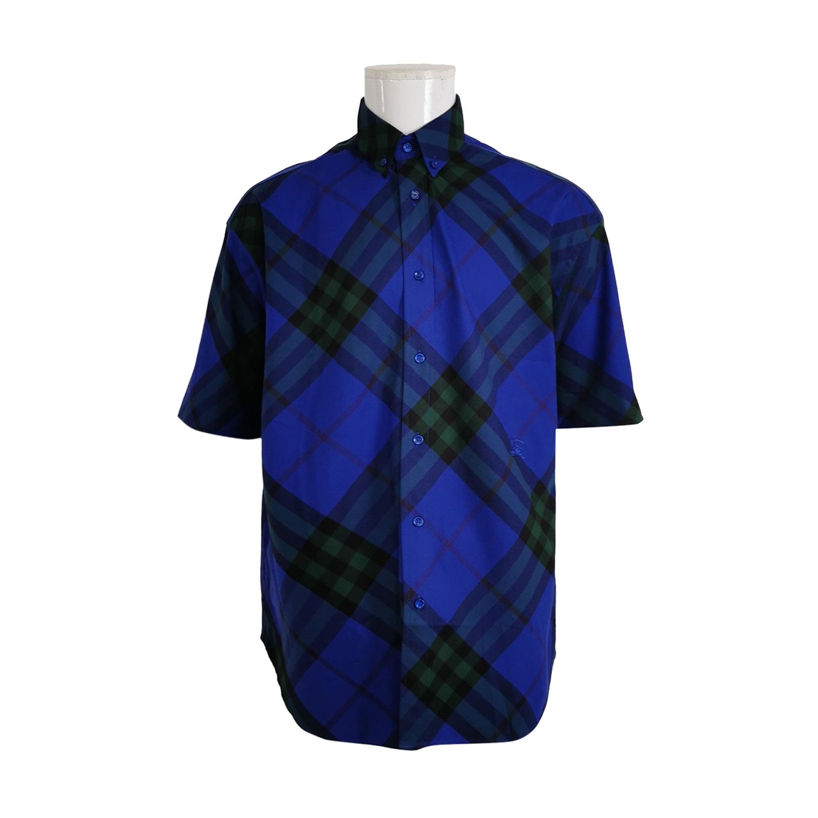 Burberry Burberry Blue Plaid Cotton Short Sleeve Shirt Size S Size US S / EU 44-46 / 1 - 1 Thumbnail