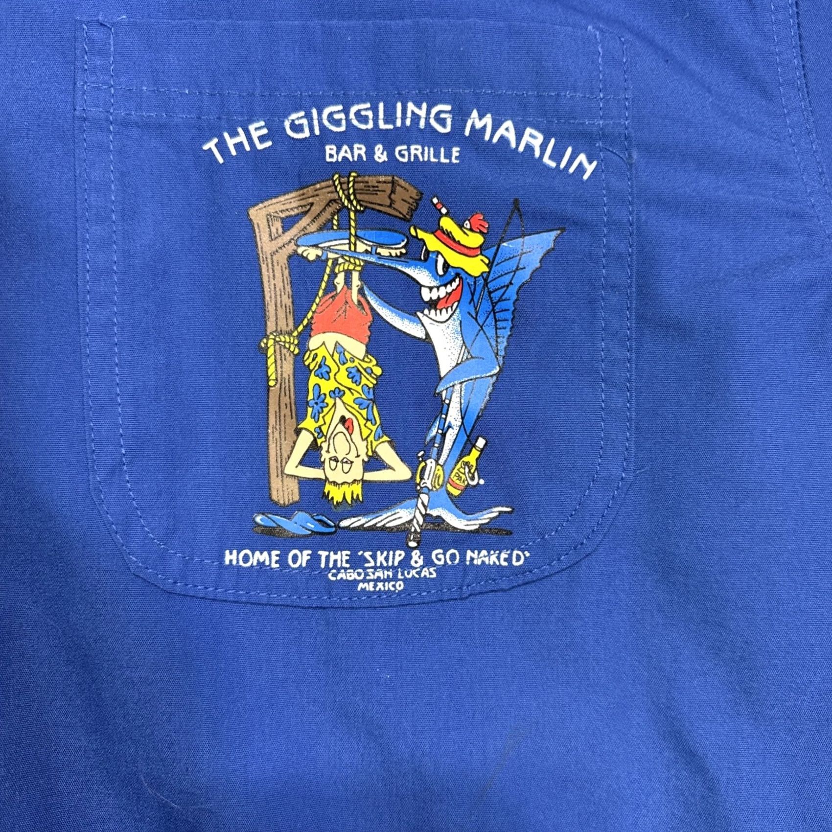 Vintage VINTAGE Hawaiian Shirt 3XL THE GIGGLING MARLIN Bar & Grille 90s Y2K Graphic Shirt Mens Blue Size US XXL / EU 58 / 5 - 2 Thumbnail
