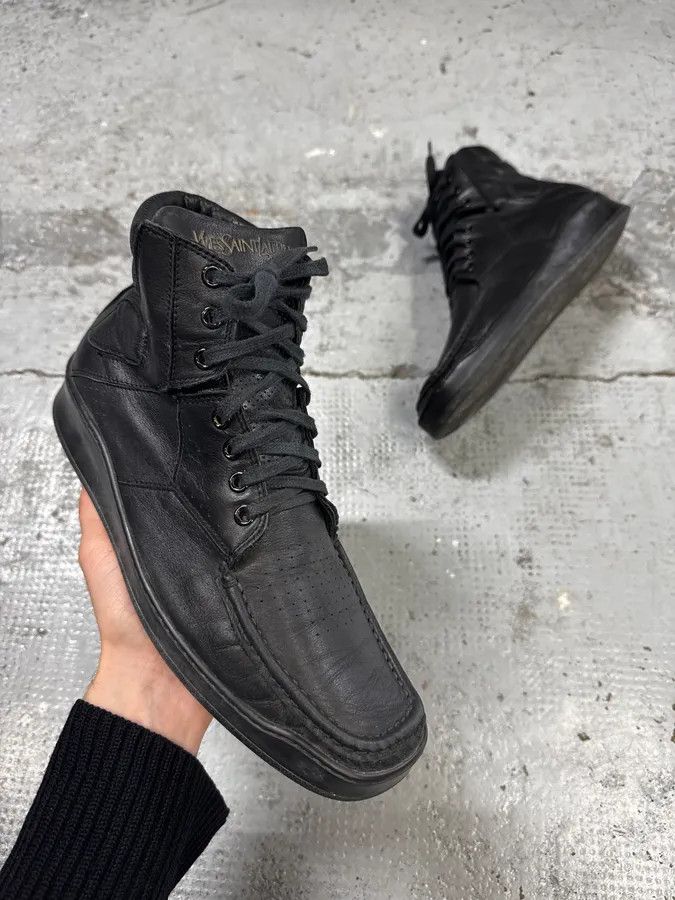 Yves Saint Laurent AW2009 Yves Saint Laurent Puma Black Lace-Up Leather Sneakers Size US 10 / EU 43 - 1 Thumbnail