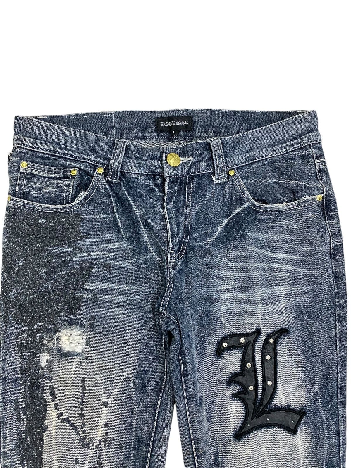LOWBOX Vintage Lowbox Washed Grey Distressed Gothic L Patch Edgy Size US 31 - 10 Thumbnail