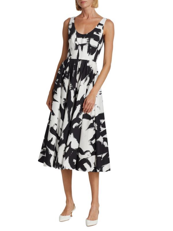 Alexander McQueen o1y0325 Midi Dress in Black & White Size XS / US 0-2 / IT 36-38 - 3 Thumbnail