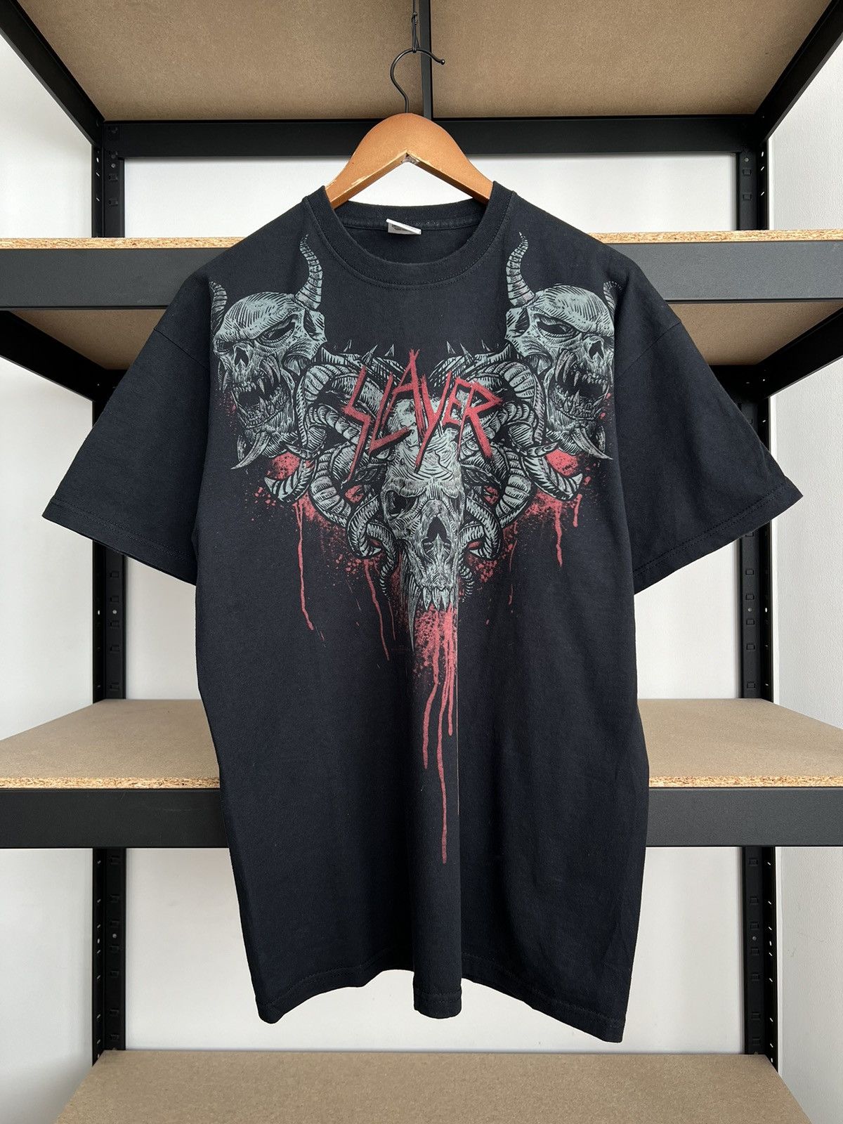 Band Tees Vintage 2009 Slayer Skull Metal Band Y2k Black T-shirt Size US L / EU 52-54 / 3 - 2 Thumbnail