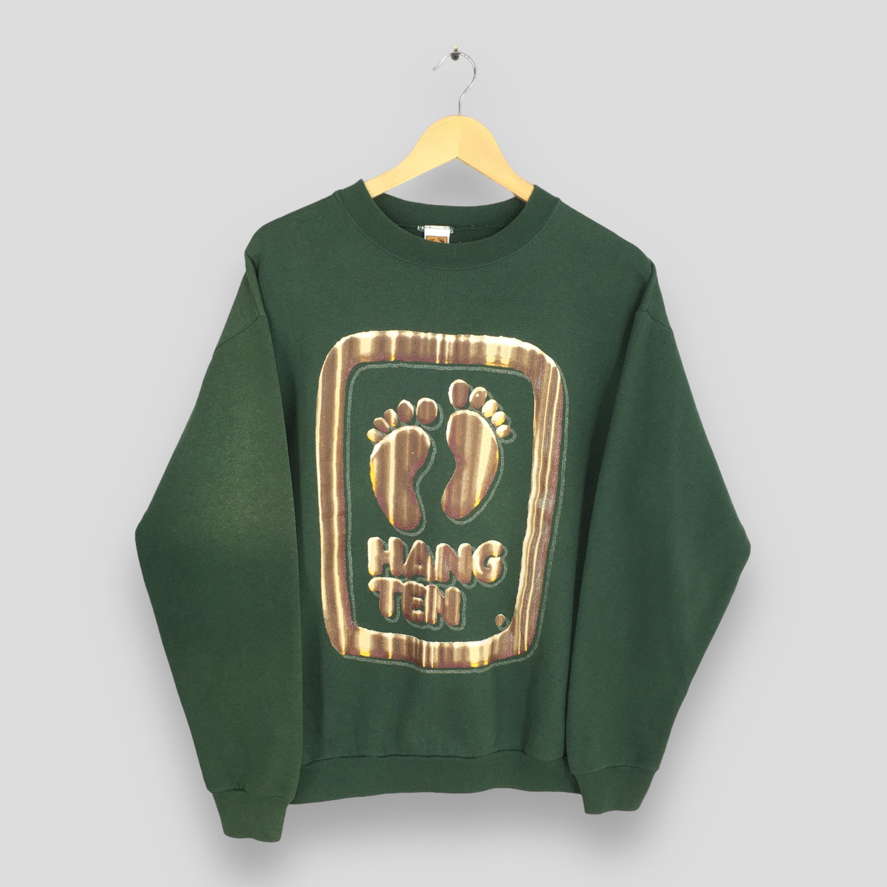 Hang Ten × Vintage Vintage 90s Hang Ten Big Logo Green Sweatshirt Medium Size US M / EU 48-50 / 2 - 1 Thumbnail