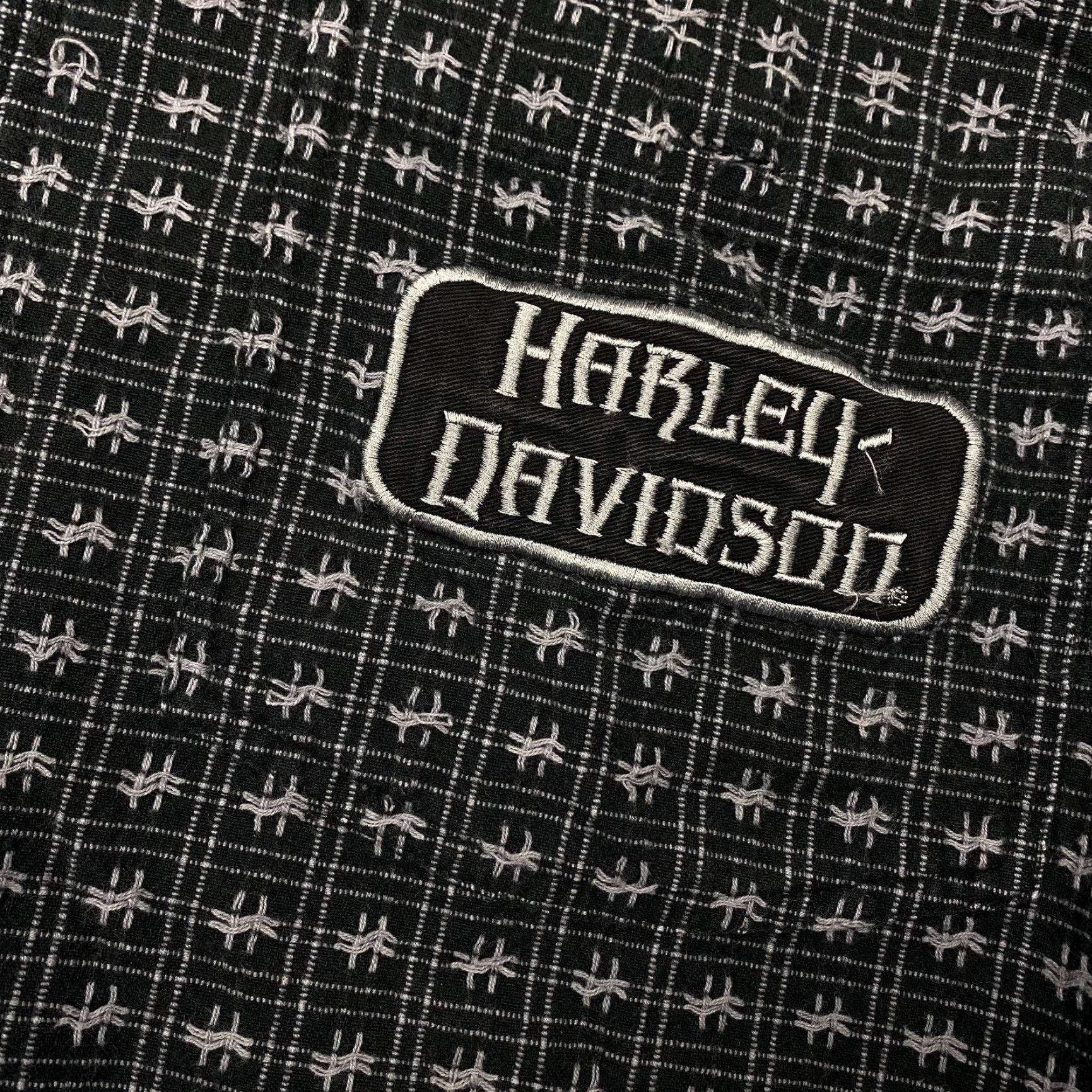 Harley Davidson VINTAGE Harley-Davidson Shirt Harley-Davidson Button-Up Short Sleeve Embroidered Houndstooth Black XL Men Size US XL / EU 56 / 4 - 3 Thumbnail