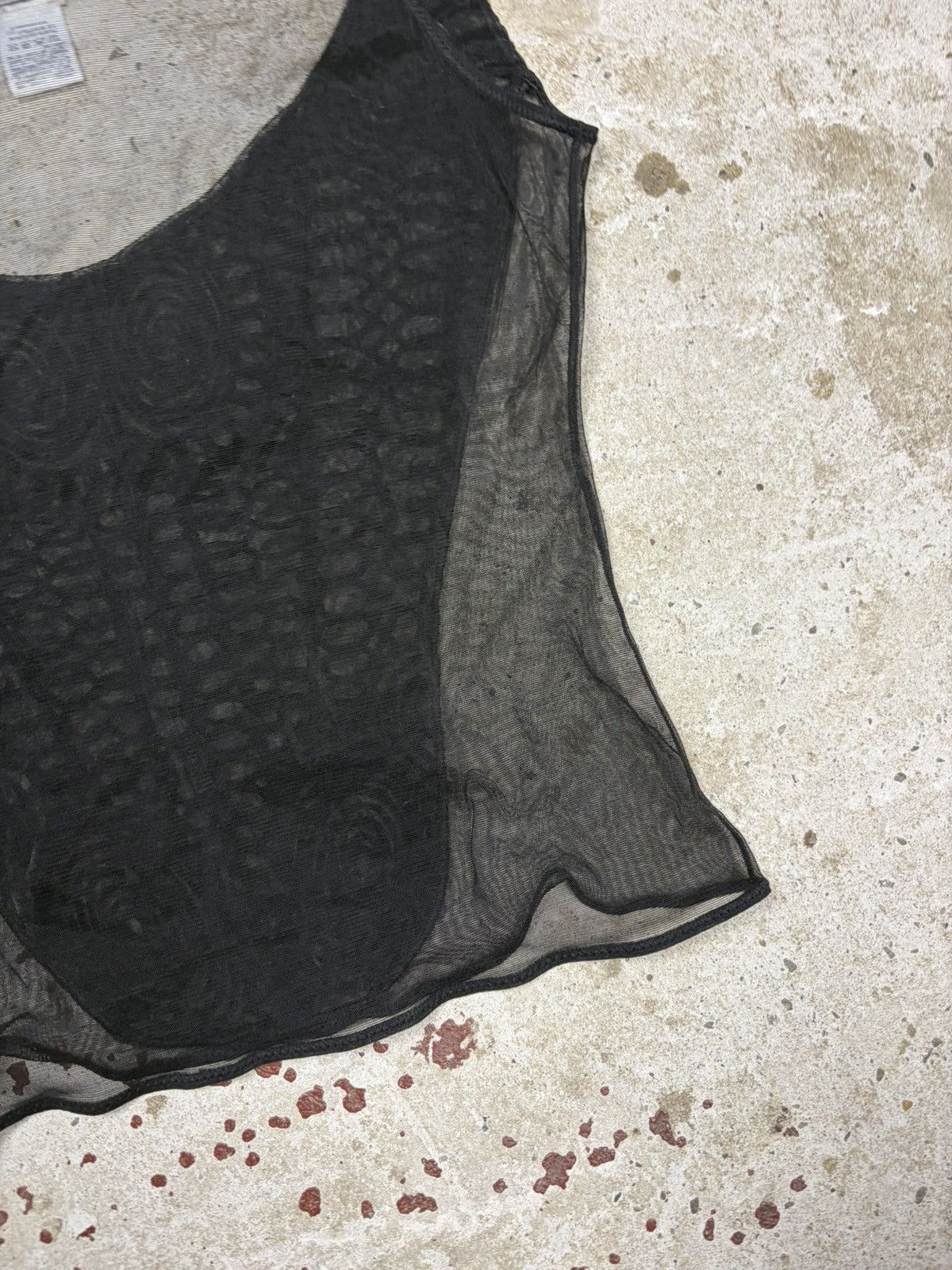 Versace Vintage Versace Embroidered Sheer Mesh Black Tank Top Size L / US 10 / IT 46 - 13 Thumbnail