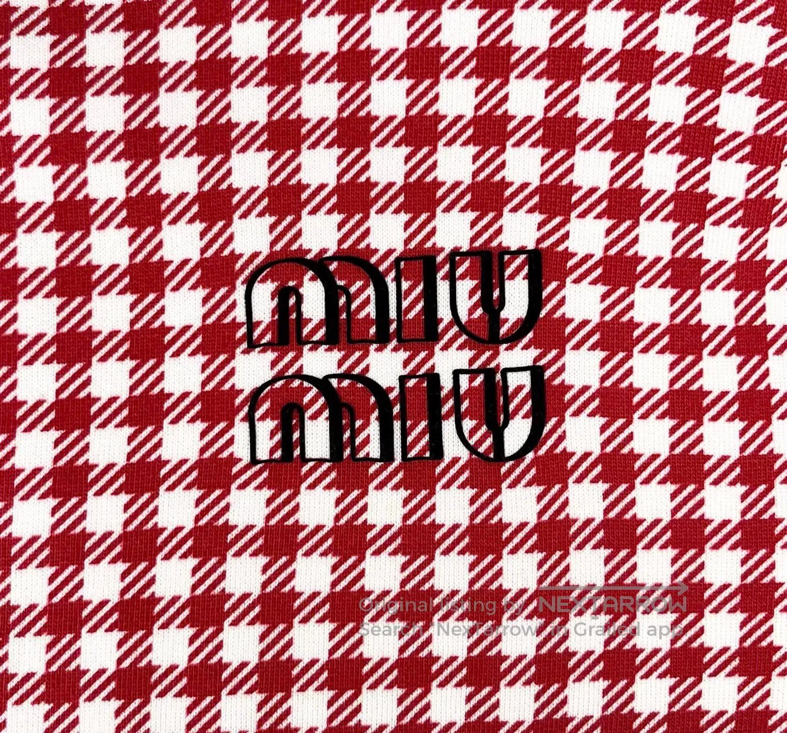 Miu Miu miu miu red check logo cropped sweatshirt. Size S / US 4 / IT 40 - 5 Thumbnail