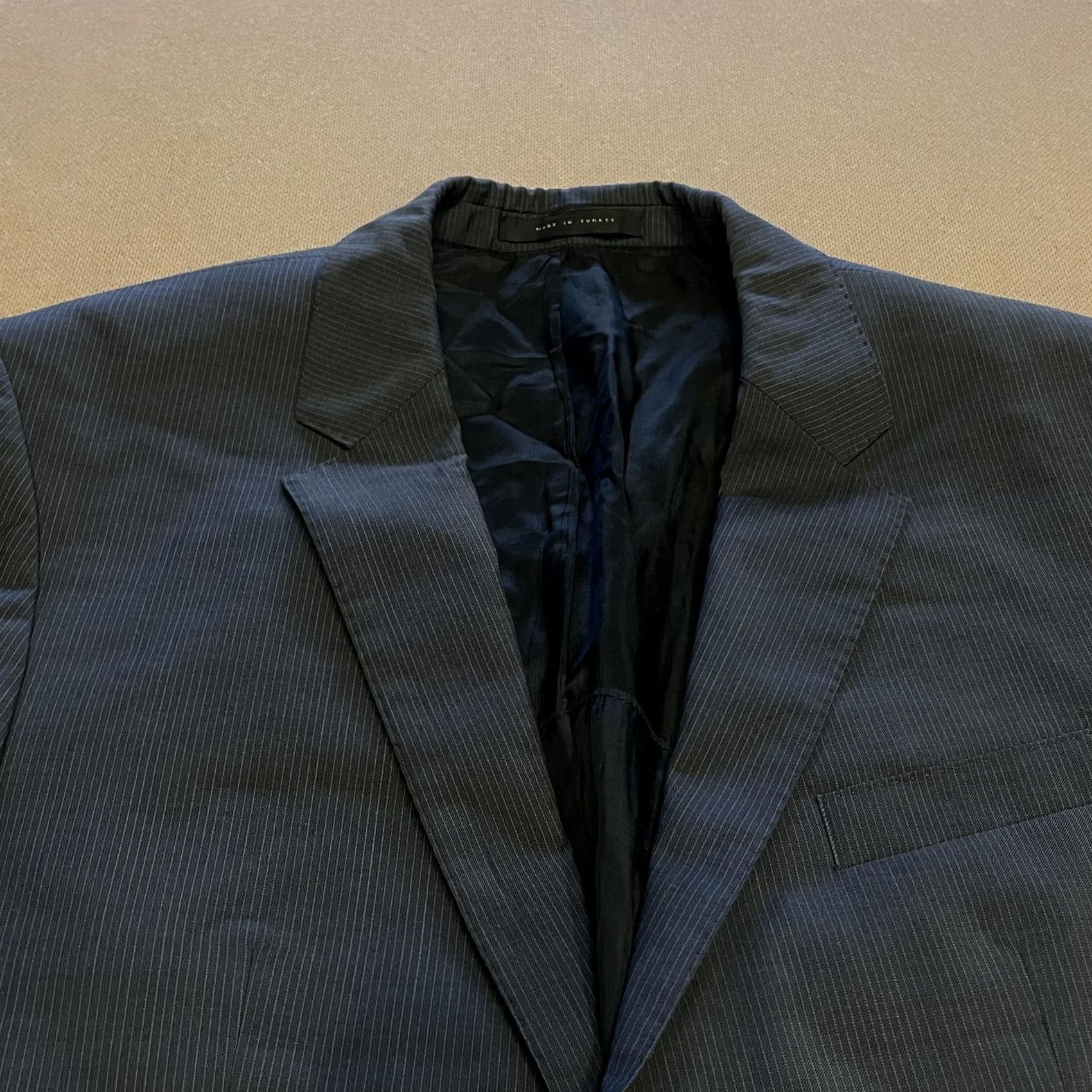 Hugo Boss HUGO BOSS Blazer Mens 40S Navy Pinstripe Wool Sport Coat Jacket Single-Breasted Two-Button Notch Lapel 2 Piece Formal Business Size 40R - 3 Thumbnail