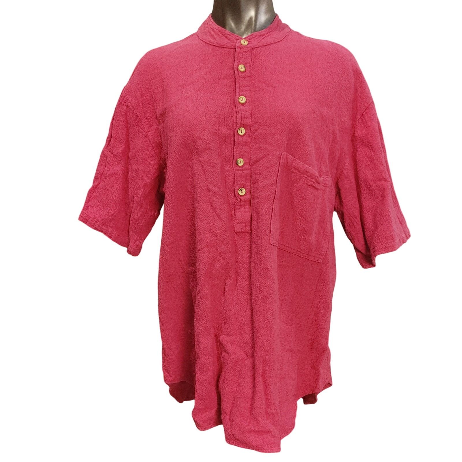 Other Malibu Cotton Club Women XL Red Short Sleeve Button Up Shirt Size XL / US 12-14 / IT 48-50 - 1 Thumbnail