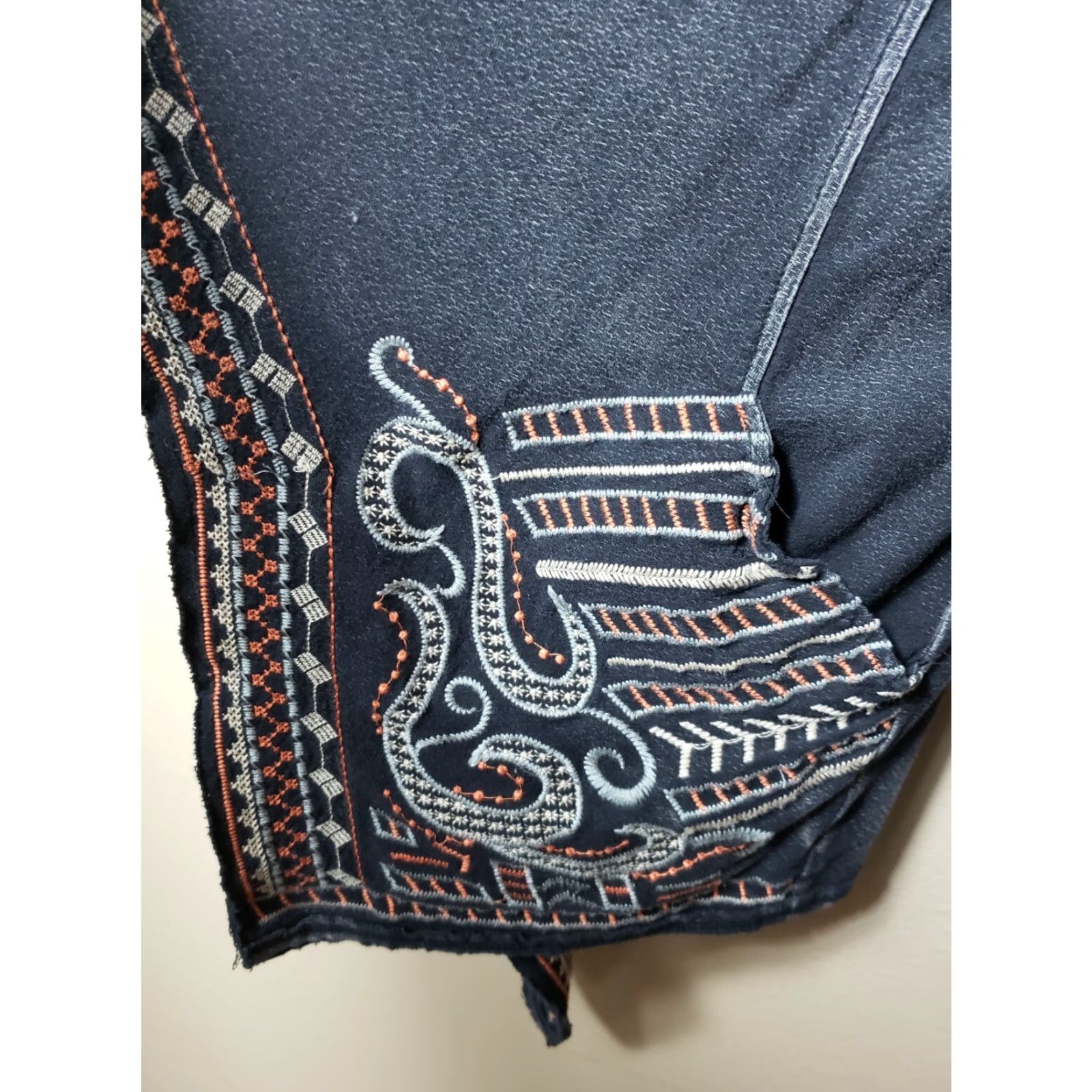 Vintage MONORENO Embroidered Acid Wash Knit Open Jacket Womens M Black Pockets Bohemian Artsy 90s Style Jacket Mens Womens Girls (adjusted to fit rules) Size M / US 6-8 / IT 42-44 - 5 Thumbnail