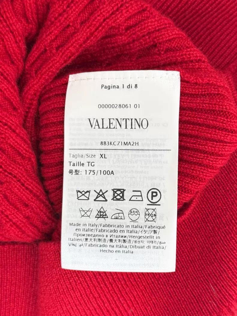 Valentino Valentino Red ruffled sleeves V-neck wool knit pullover Size XL / US 12-14 / IT 48-50 - 3 Thumbnail