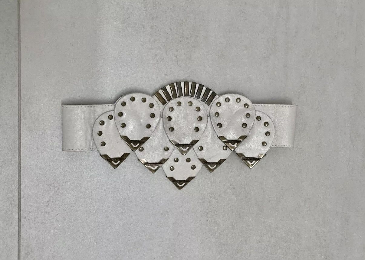 Ganni Vtg Ganni Leather Metalic Studded Belt Wide Festival boho Size ONE SIZE - 1 Thumbnail