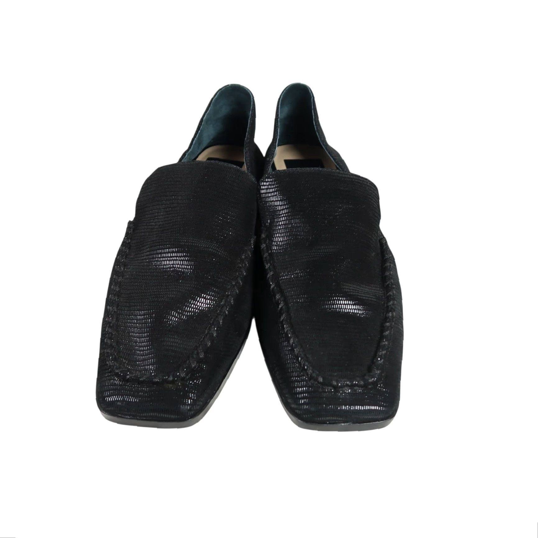 Dolce Vita VINTAGE Dolce Vita Beny Tailored Loafer Flats Black Leather Snake Onyx 8 Women Flat Square Toe Size US 8 / IT 38 - 3 Thumbnail