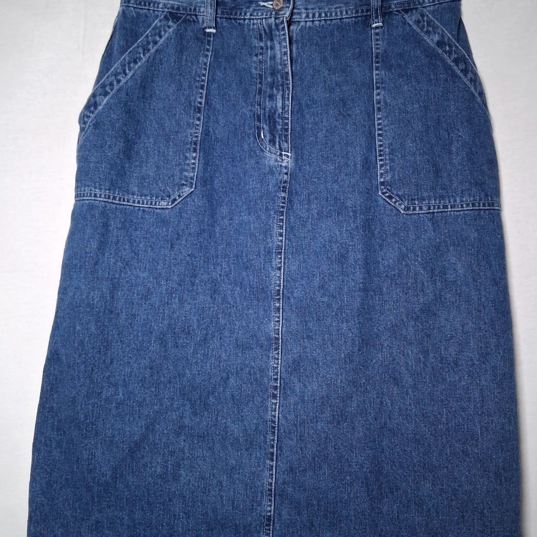Faded Glory VINTAGE Faded Glory Skirt Jean Denim Midi 90s 1990s Y2K Blue Cotton Button Pockets Womens Size 12 Size 34" / US 12 / IT 48 - 5 Thumbnail