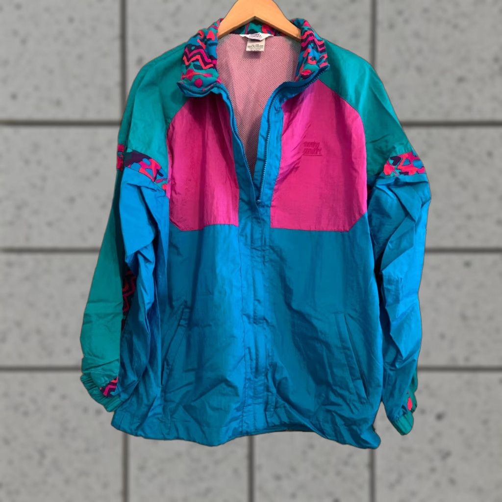 Altea VINTAGE Moving Comfort Womens Windbreaker Jacket XL Pink Teal Zip Size XL / US 12-14 / IT 48-50 - 1 Thumbnail
