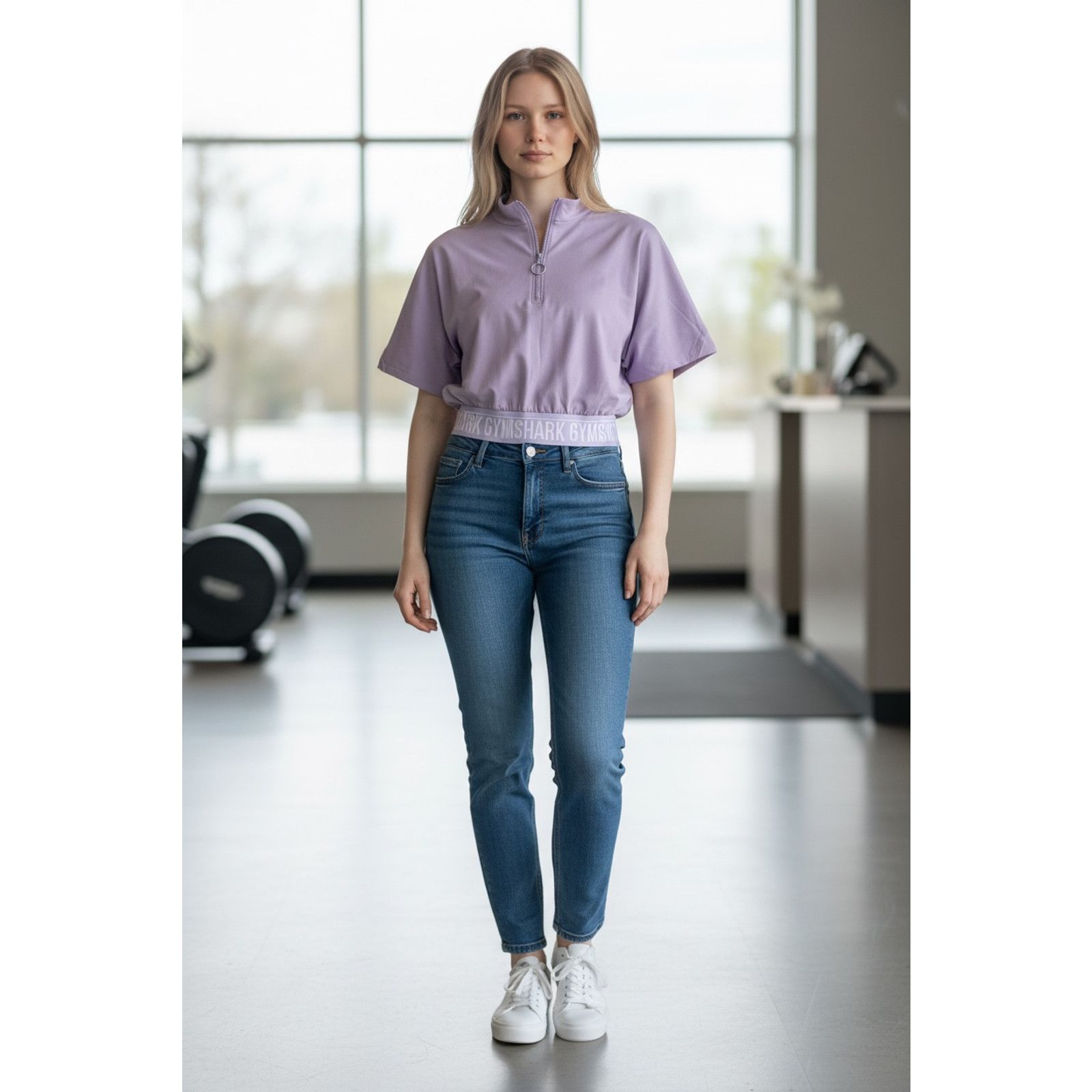 Gymshark Women's AW Gymshark Recess Crop Zip Size Small-Lilac Purple Size 27" / US 4 / IT 40 - 2 Thumbnail