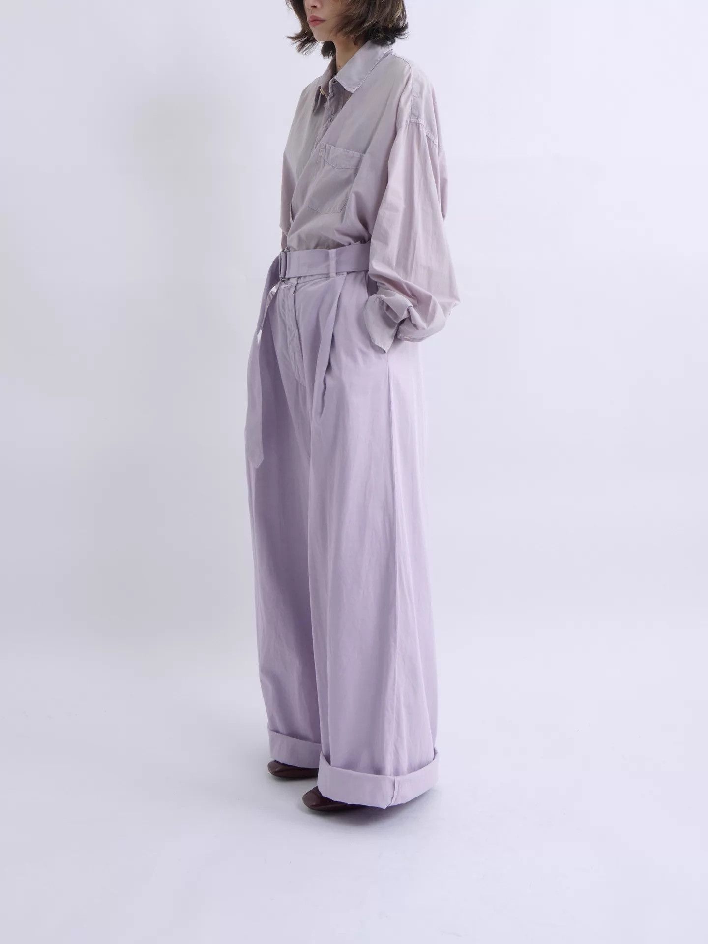 Dries Van Noten DRIES VAN NOTEN light purple high-waist wide-leg belted Size 26" / US 2 / IT 38 - 3 Thumbnail