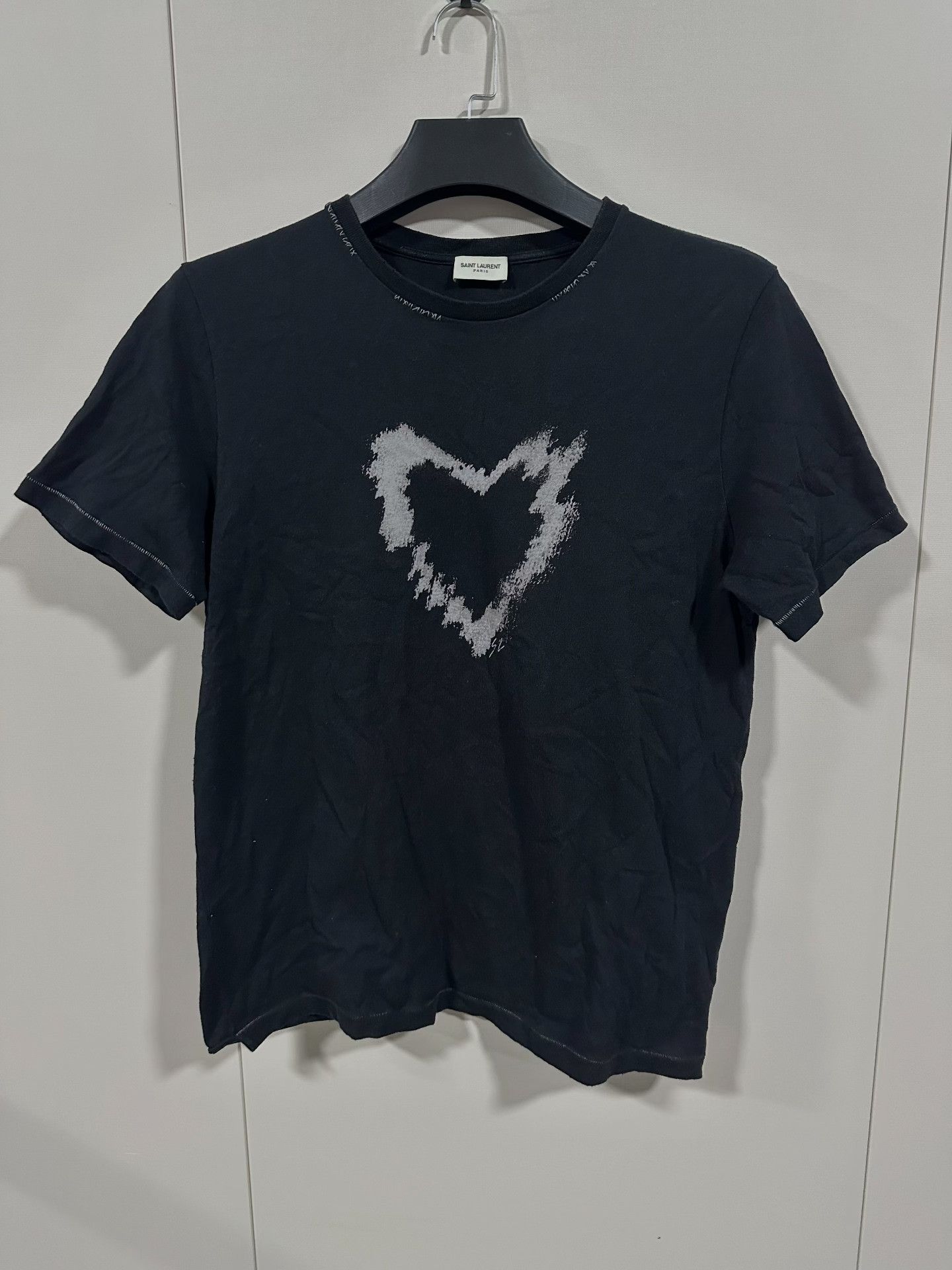 Saint Laurent Paris Saint Laurent 21SS Heart Distressed Print T-shirt Size US M / EU 48-50 / 2 - 1 Thumbnail