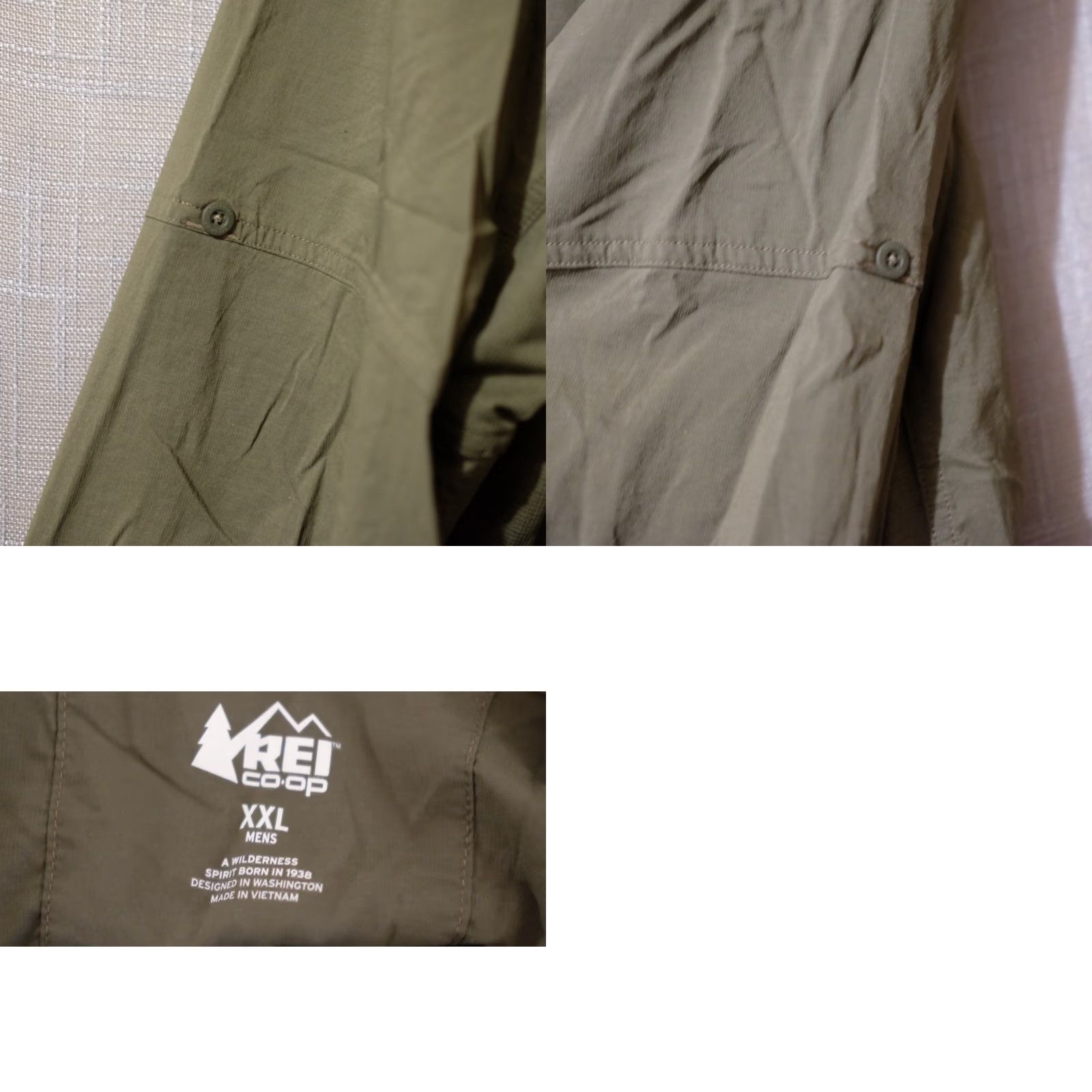 Vintage EUC REI Coop Shirt Green Long Sleeve Outdoor Hiking Mens 2XL Button-Up Nylon/Spandex Casual Travel Pockets 90s? Size US XXL / EU 58 / 5 - 9 Thumbnail