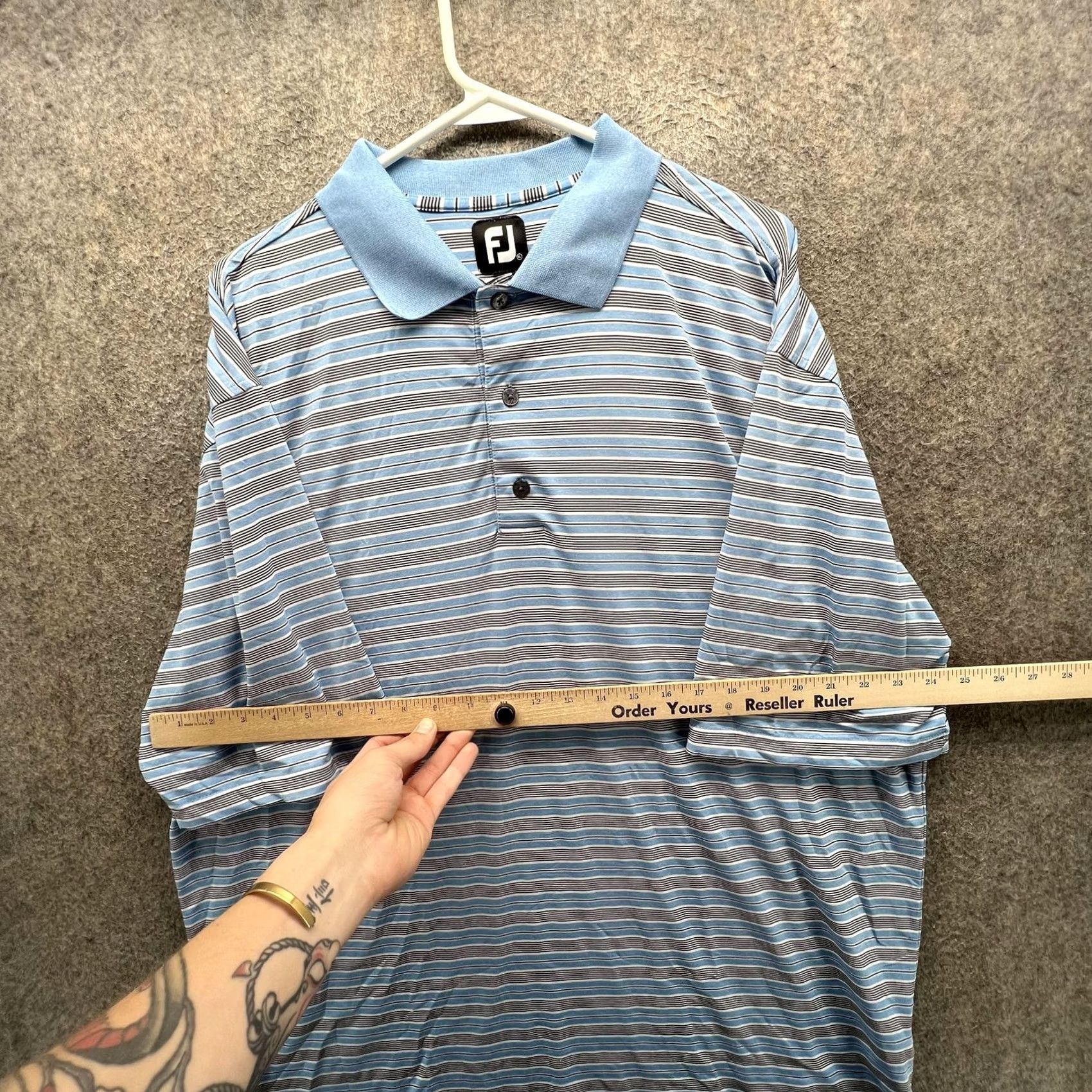 Footjoy FootJoy Polo Shirt Mens XL Blue Stripe Belmont Country Club Golf Performance Shirt Short Sleeve Mens XL Blue Stripe Size US XL / EU 56 / 4 - 5 Thumbnail