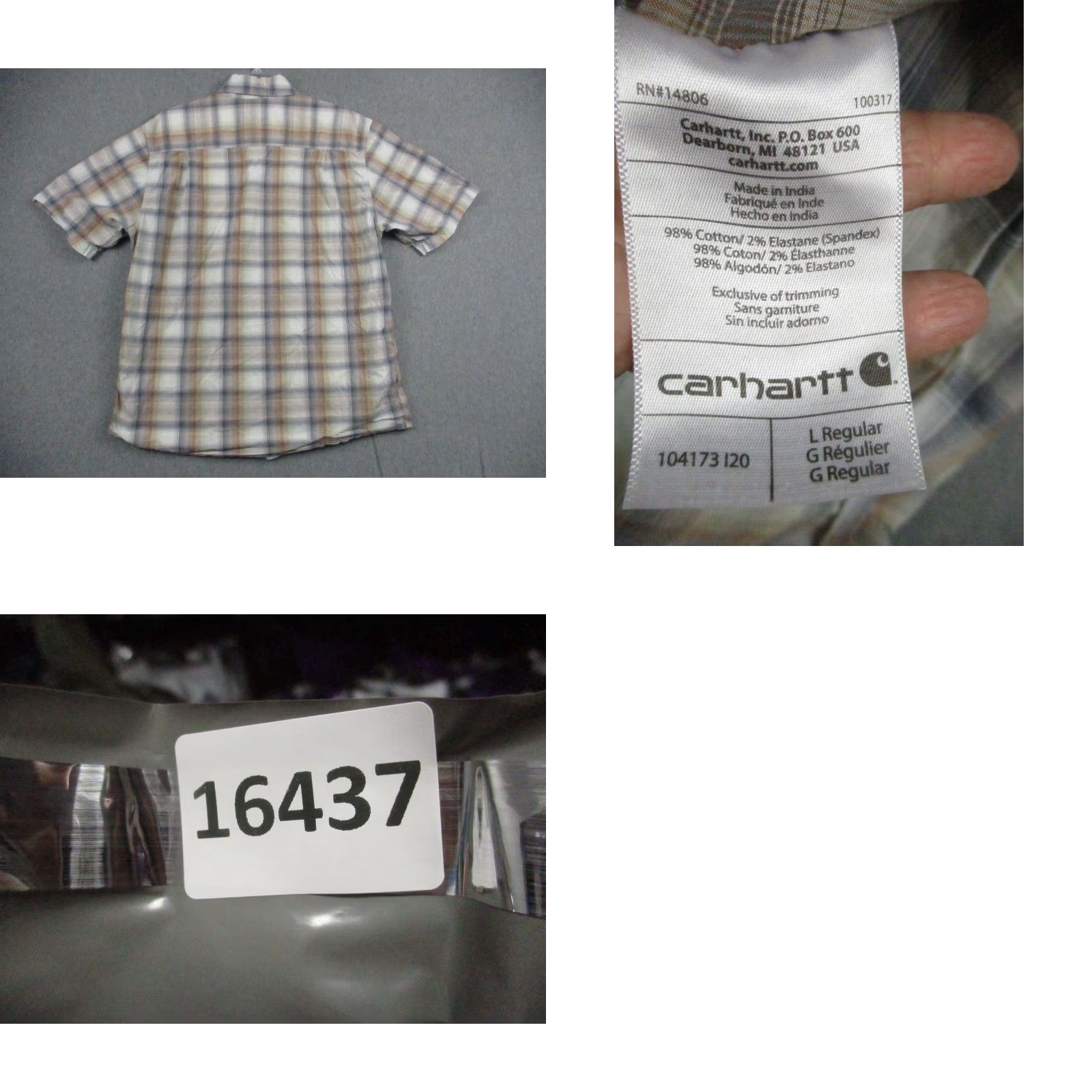 Carhartt Carhartt Shirt Mens Large Brown Gray Plaid Short Sleeve Button Front Relaxed Fit Size US L / EU 52-54 / 3 - 8 Thumbnail