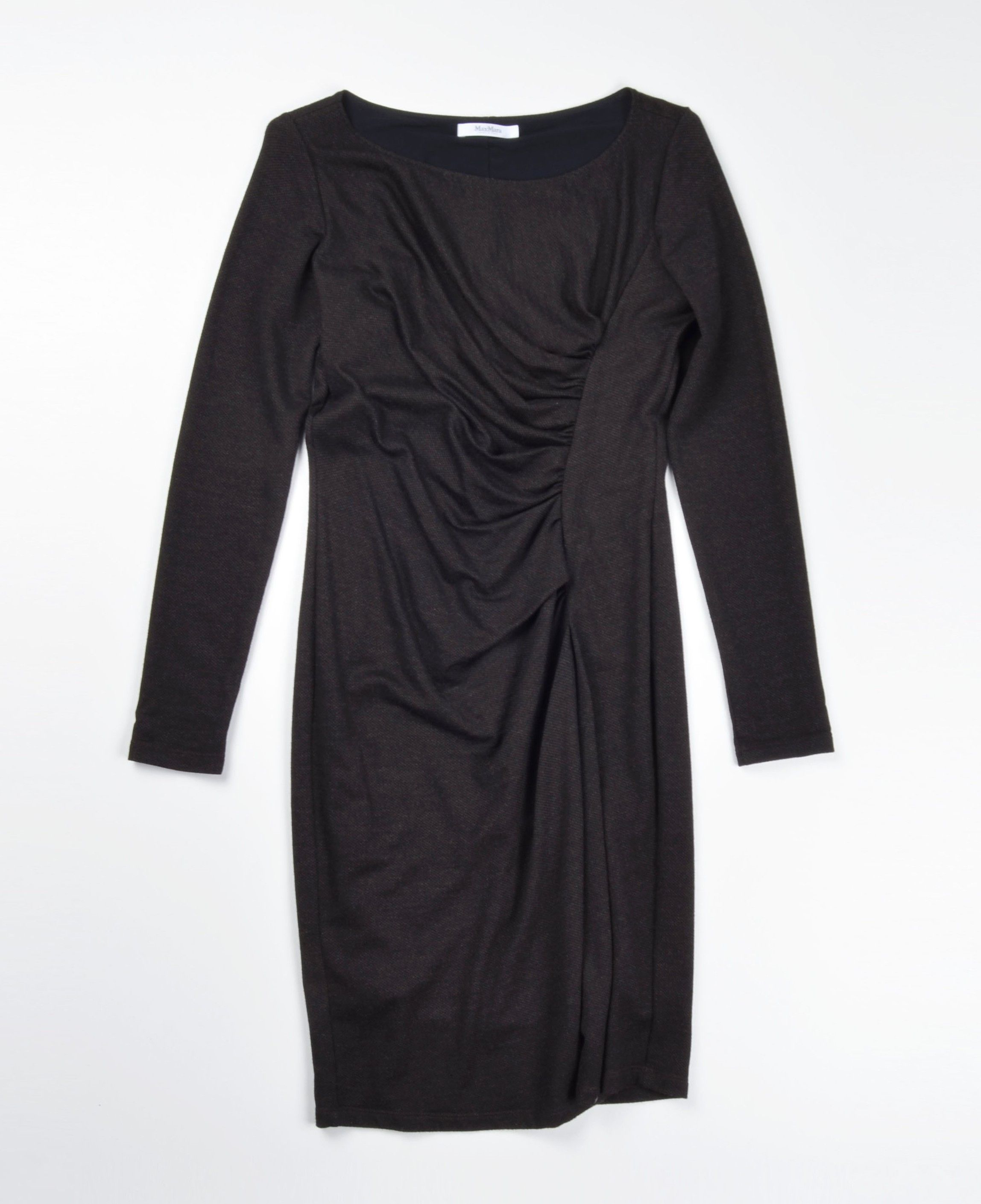 Max Mara Vintage Max Mara Draped Midi Brown Long Sleeve Dress Size M / US 6-8 / IT 42-44 - 4 Thumbnail