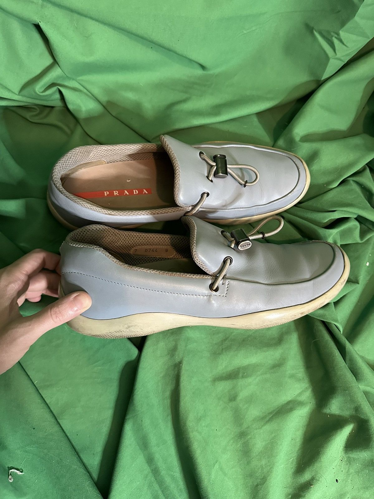 Prada RARE Americas Cup leather boat shoes Vibram sole moc toe Size US 10 / EU 43 - 11 Thumbnail