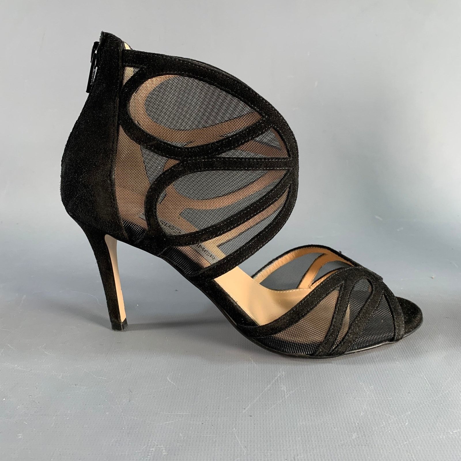Other CHARLES KAMMER Size 6 Black Mesh Suede Peep Toe Boots Size US 6 / IT 36 - 2 Thumbnail