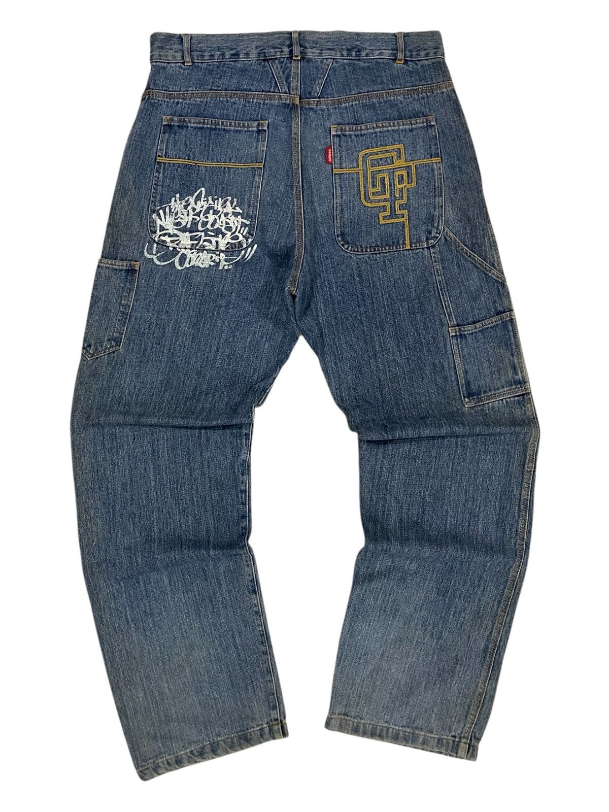 Y2K Conart Clothing Embroidery Pocket Baggy Carpenter Jeans