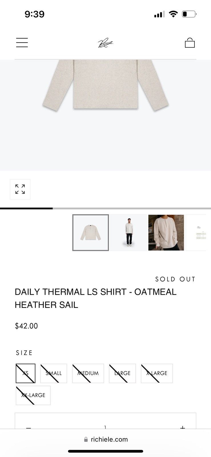Richie Le Collection DAILY THERMAL LS SHIRT - OATMEAL HEATHER SAIL Size US M / EU 48-50 / 2 - 6 Thumbnail