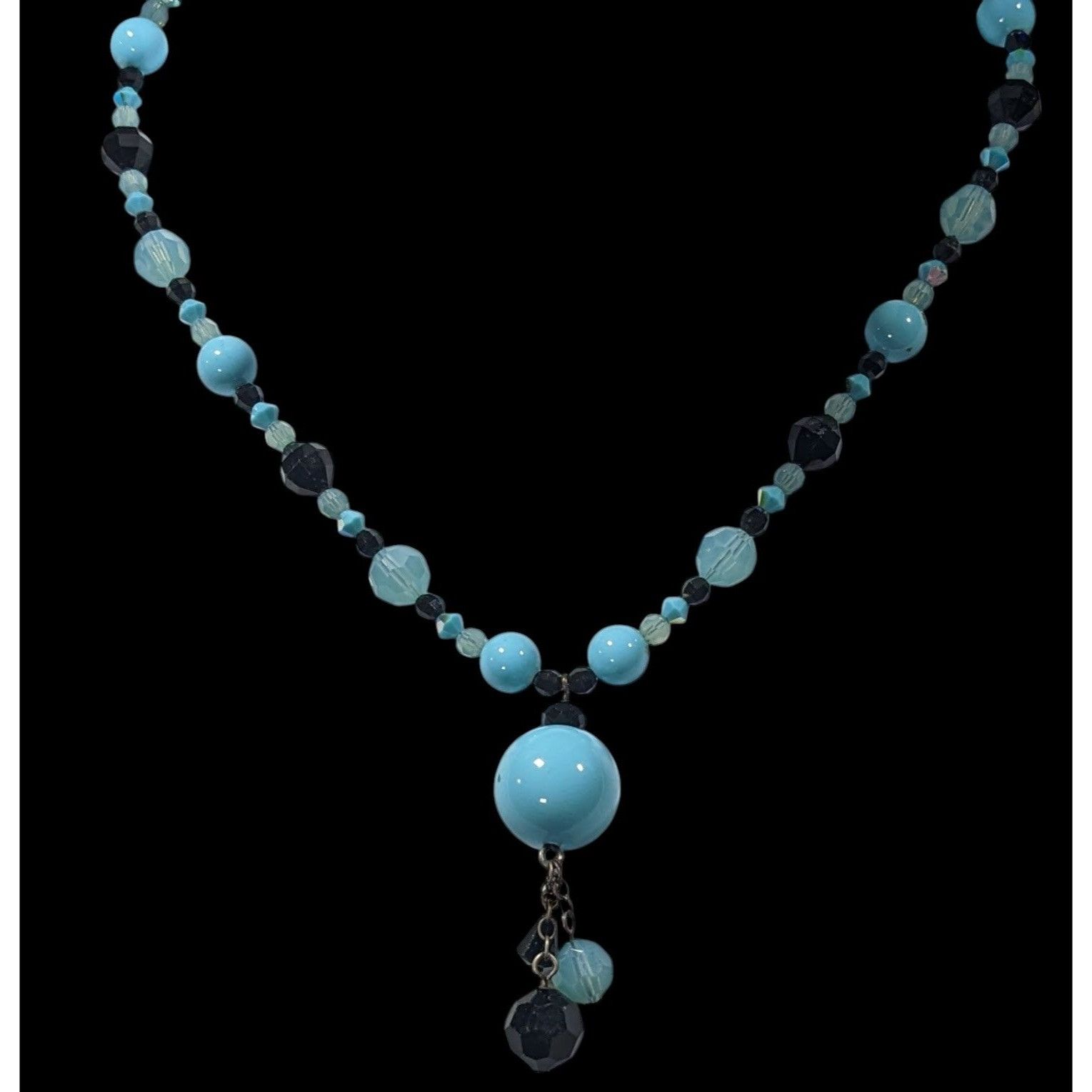 Other Whimsical Blue And Black Glass Beaded Y Necklace Size ONE SIZE - 2 Thumbnail