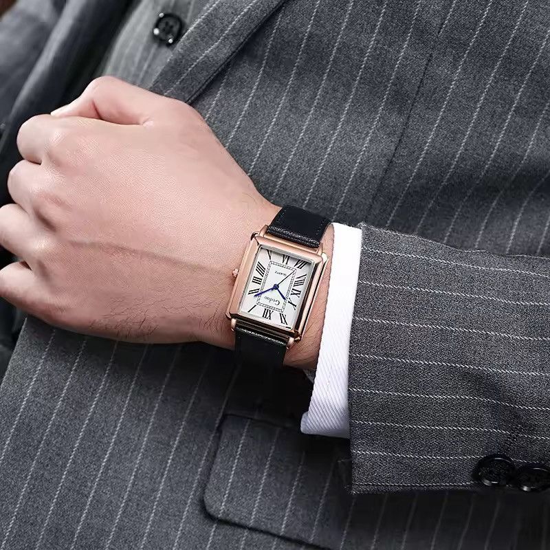 Japanese Brand Classic Roman Dial Quart Watch– Leather Strap Size ONE SIZE - 3 Thumbnail