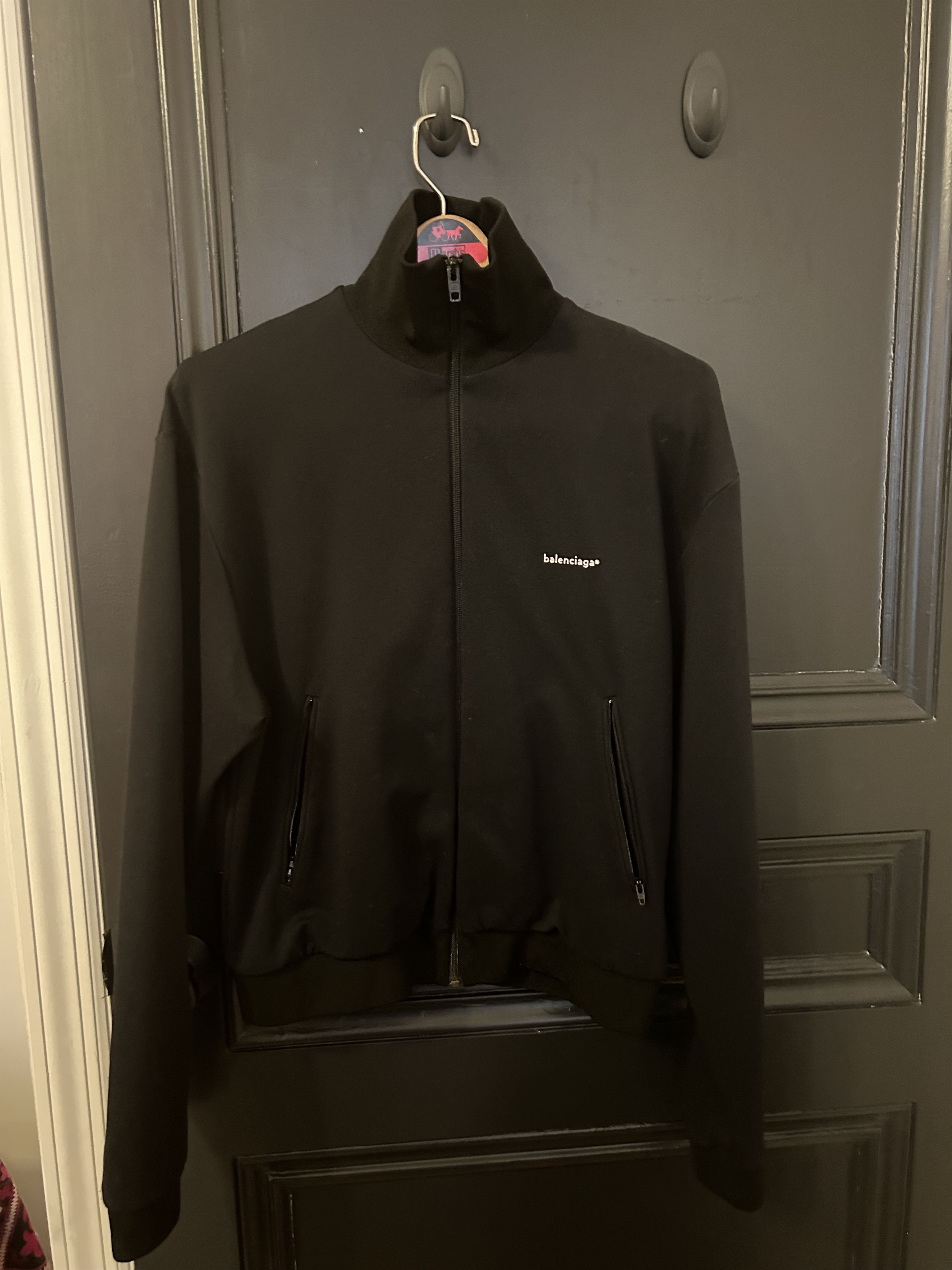 image of Balenciaga Track Zip-Up Jacket in Black, Men's (Size Medium)