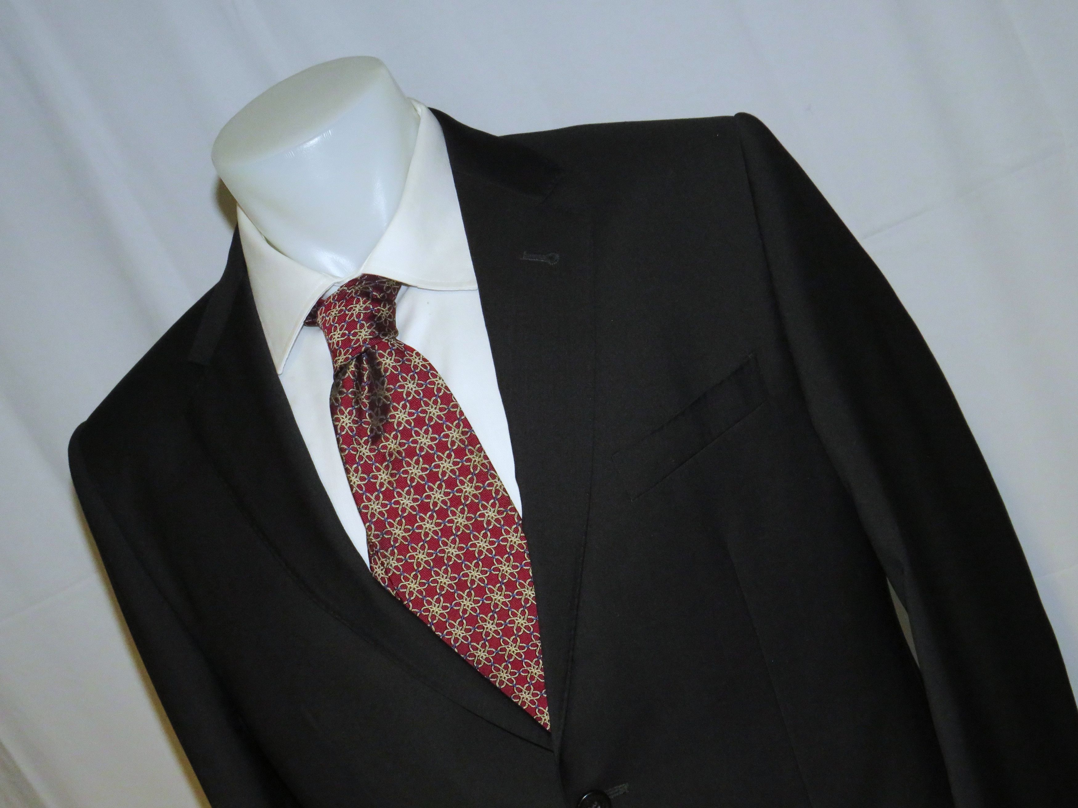 Valentino Solid Black Fleece Wool Two Button Suit 44 Size 44R - 5 Thumbnail