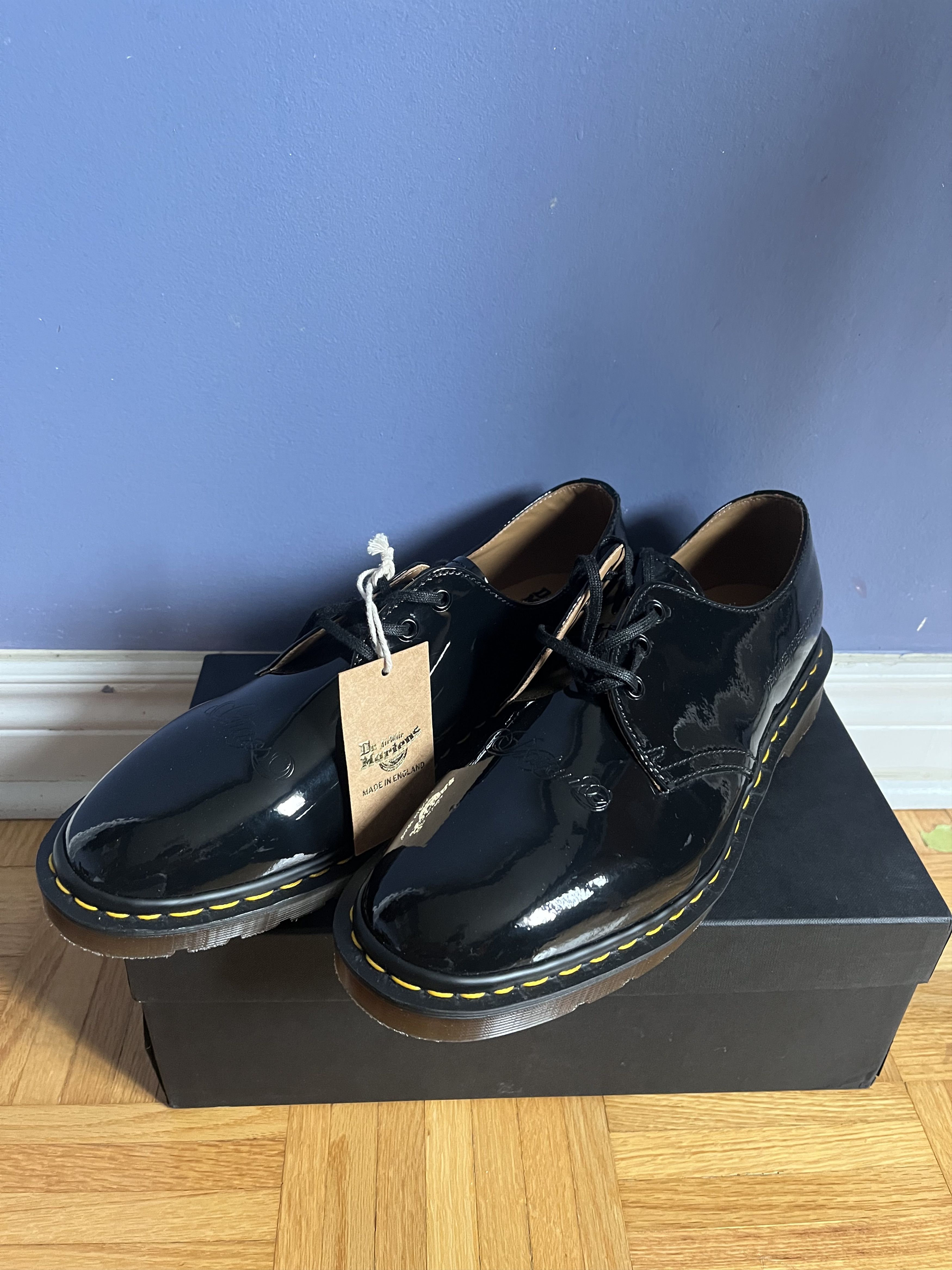 Dr. Martens × Undercover DR MARTENS X UNDERCOVER PATENT LEATHER BLACK Size US 12 / EU 45 - 2 Thumbnail