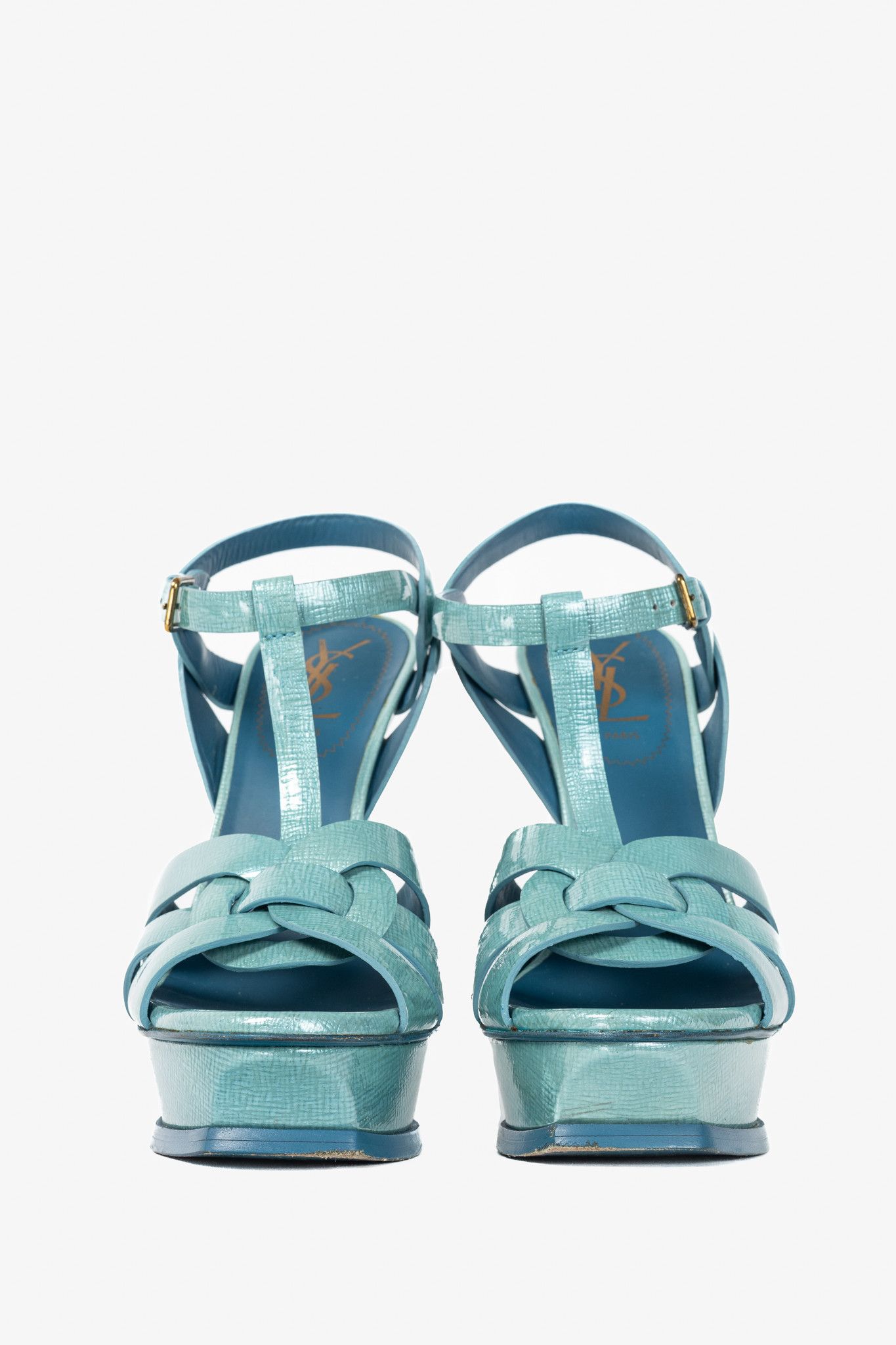 Yves Saint Laurent Yves Saint Laurent Tribute 105 Paille Patent Sandals Size US 7 / IT 37 - 2 Thumbnail