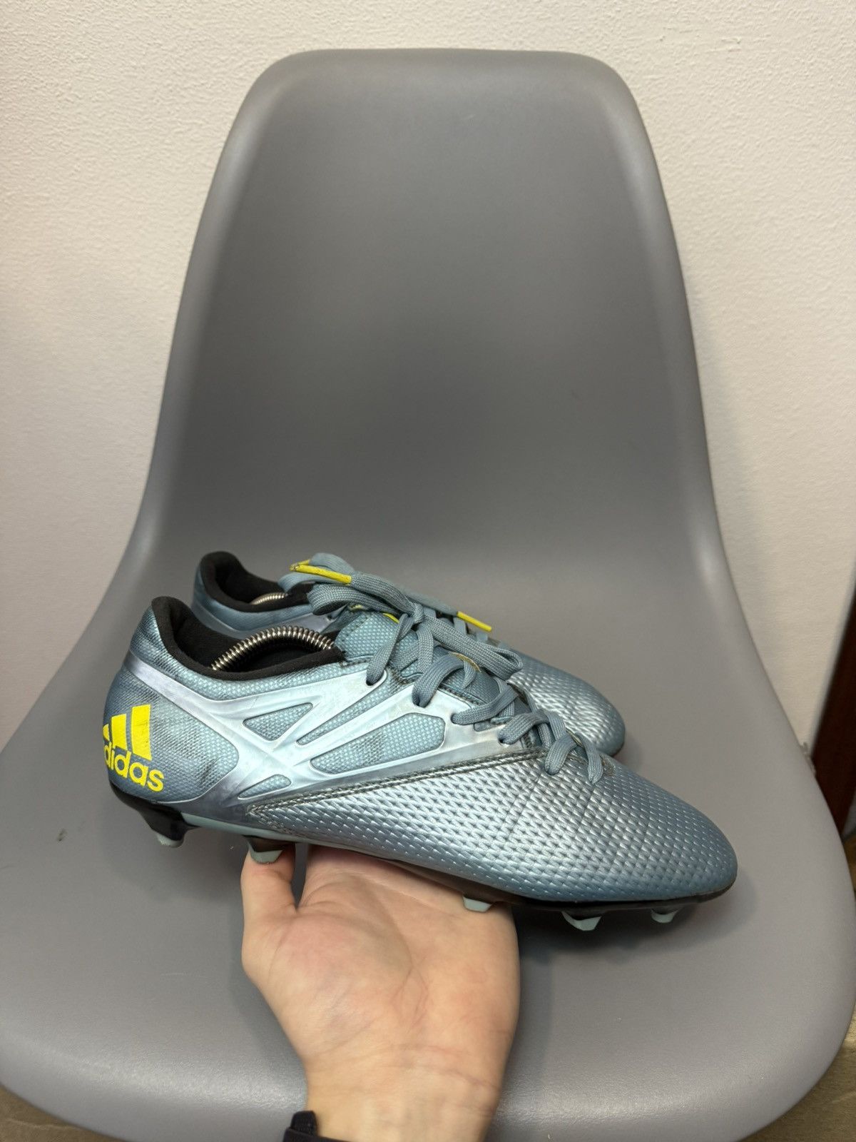 Adidas Mens Vintage Adidas Messi Boots FG Cleats Ice Metallic Blue Size US 9 / EU 42 - 9 Thumbnail