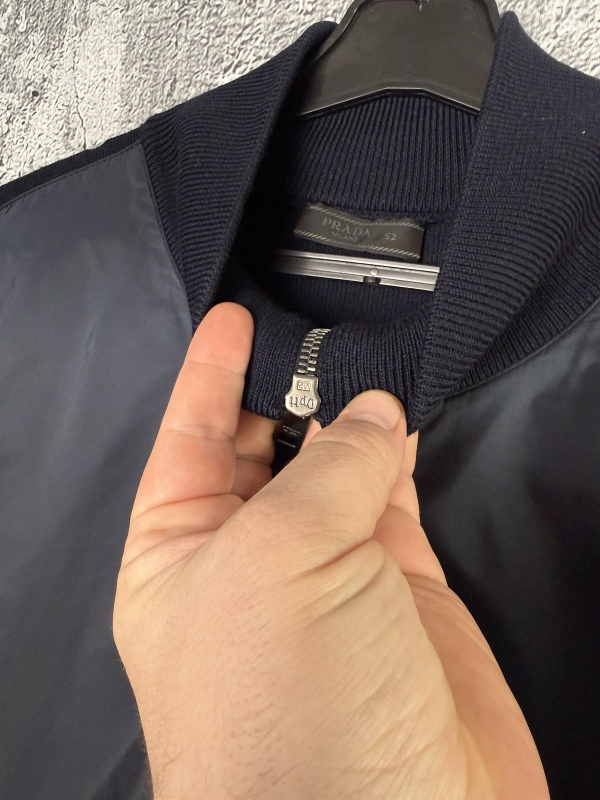 Prada Prada Navy Wool & Nylon Bomber Jacket Knitted Zip Sweater Size US L / EU 52-54 / 3 - 9 Thumbnail