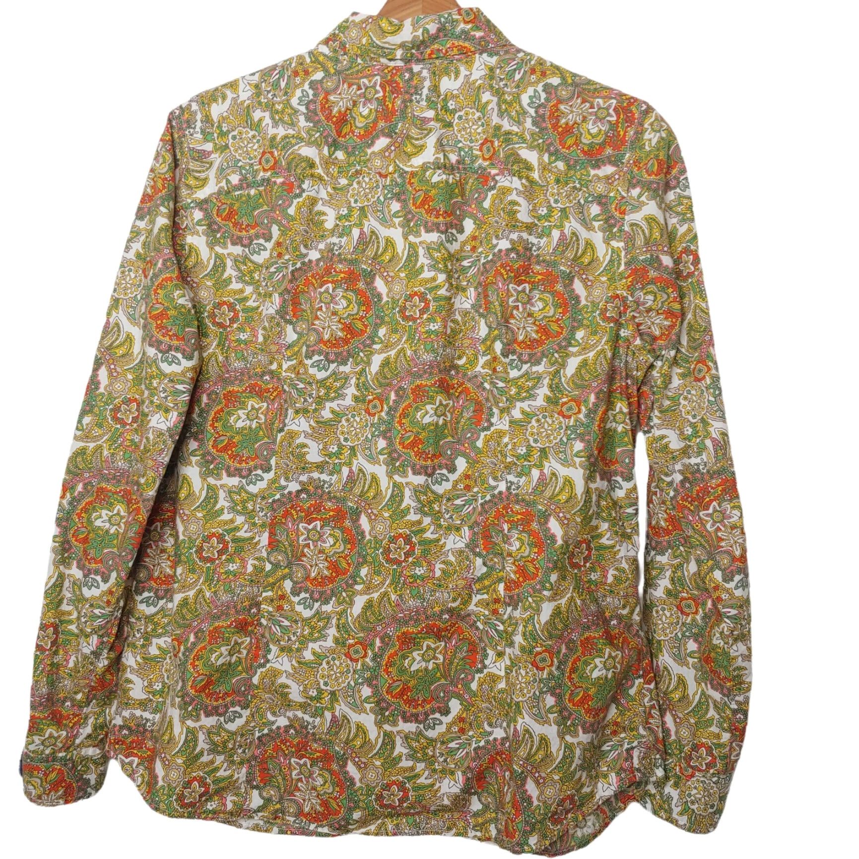 Talbots Talbots Women's Petite Blouse 14P Long Sleeve Paisley Cotton Casual Office | Multicolor Size XL / US 12-14 / IT 48-50 - 3 Thumbnail