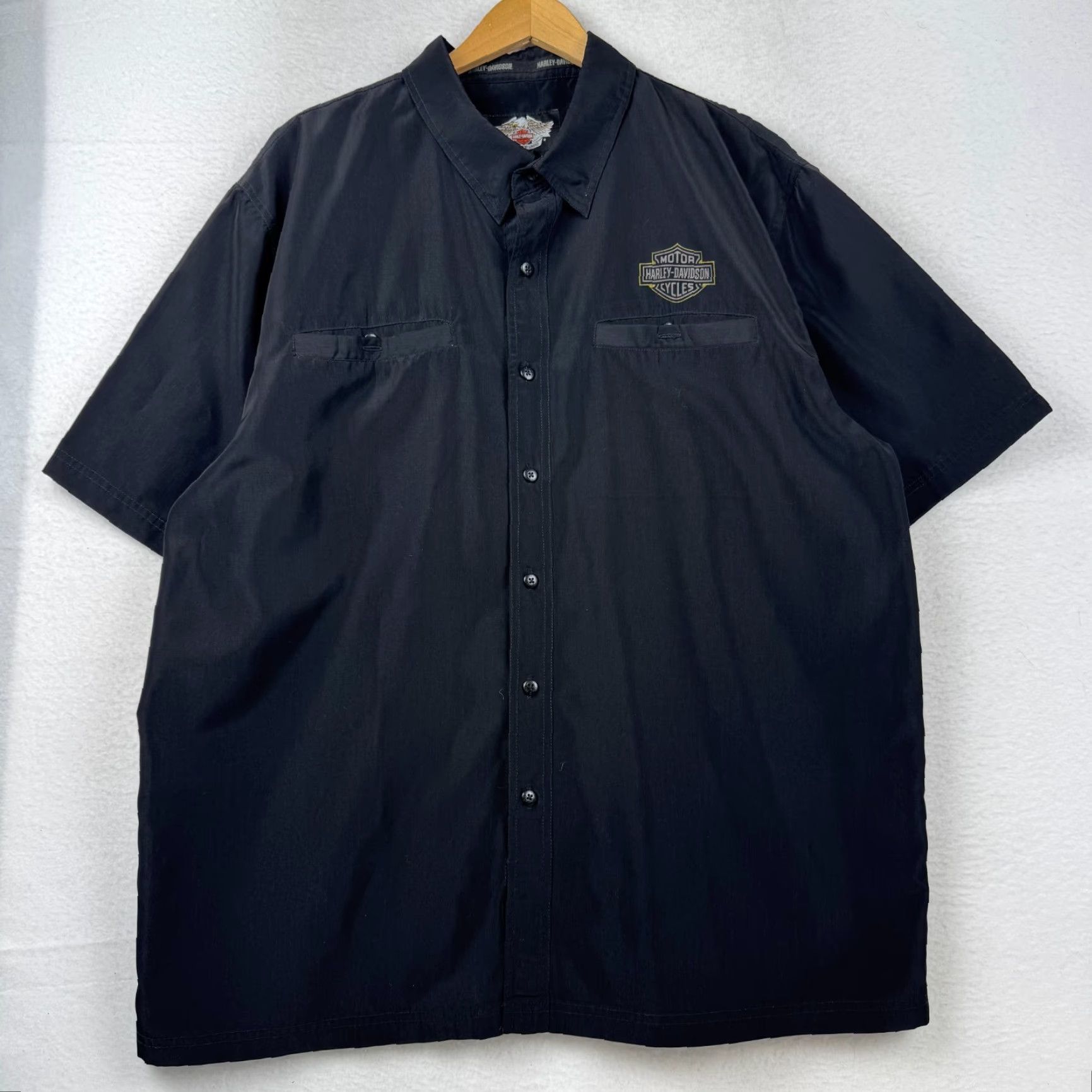 Harley Davidson VINTAGE Harley-Davidson Y2K Flame Button-Up Shirt 2XL XXL Orange Cotton Men Adults Short Sleeve Graphic Print Size US 39 - 3 Thumbnail