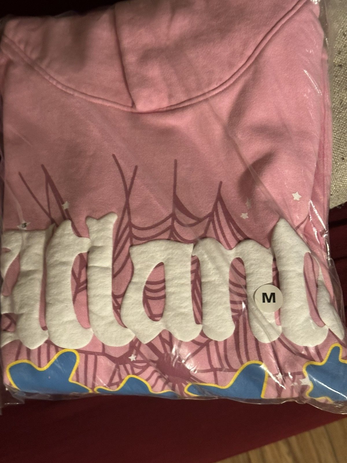 image of Sp5Der Hoodie in Pink, Men's (Size Large)