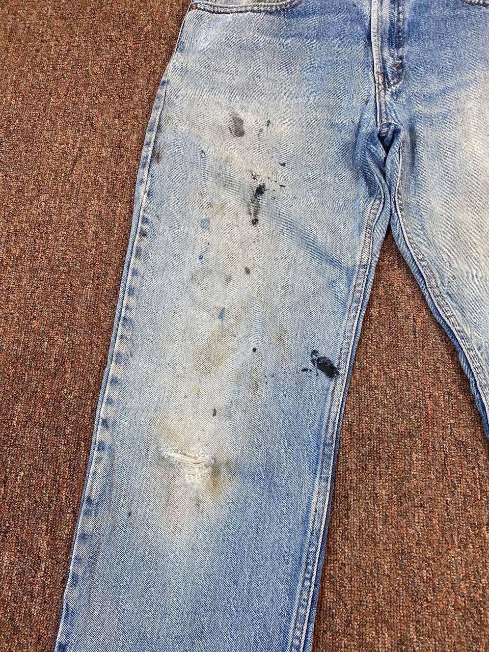 Levi's vintage levis 505 distressed denim paint splatter design Size US 33 - 8 Thumbnail
